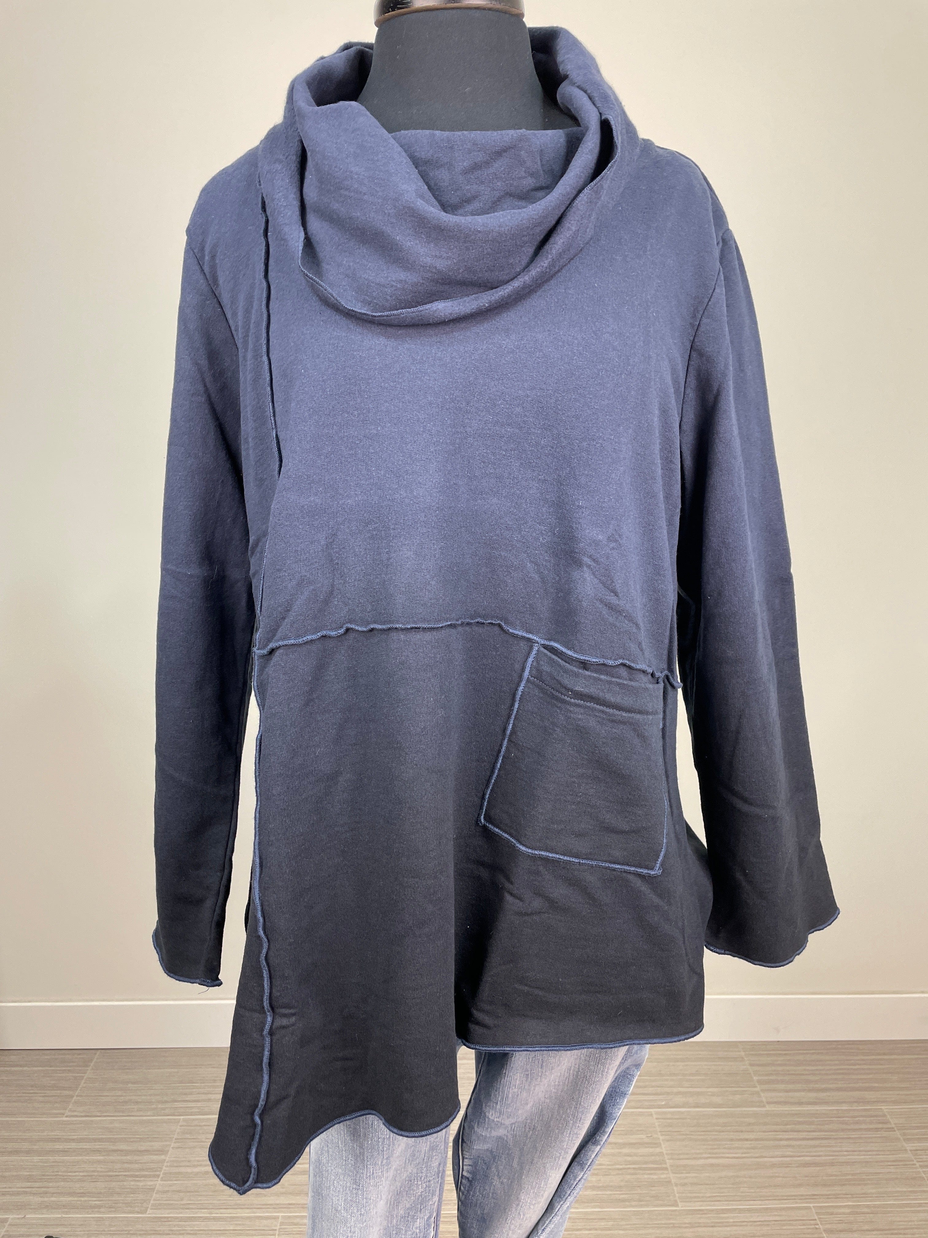 Navy Mock Neck Top