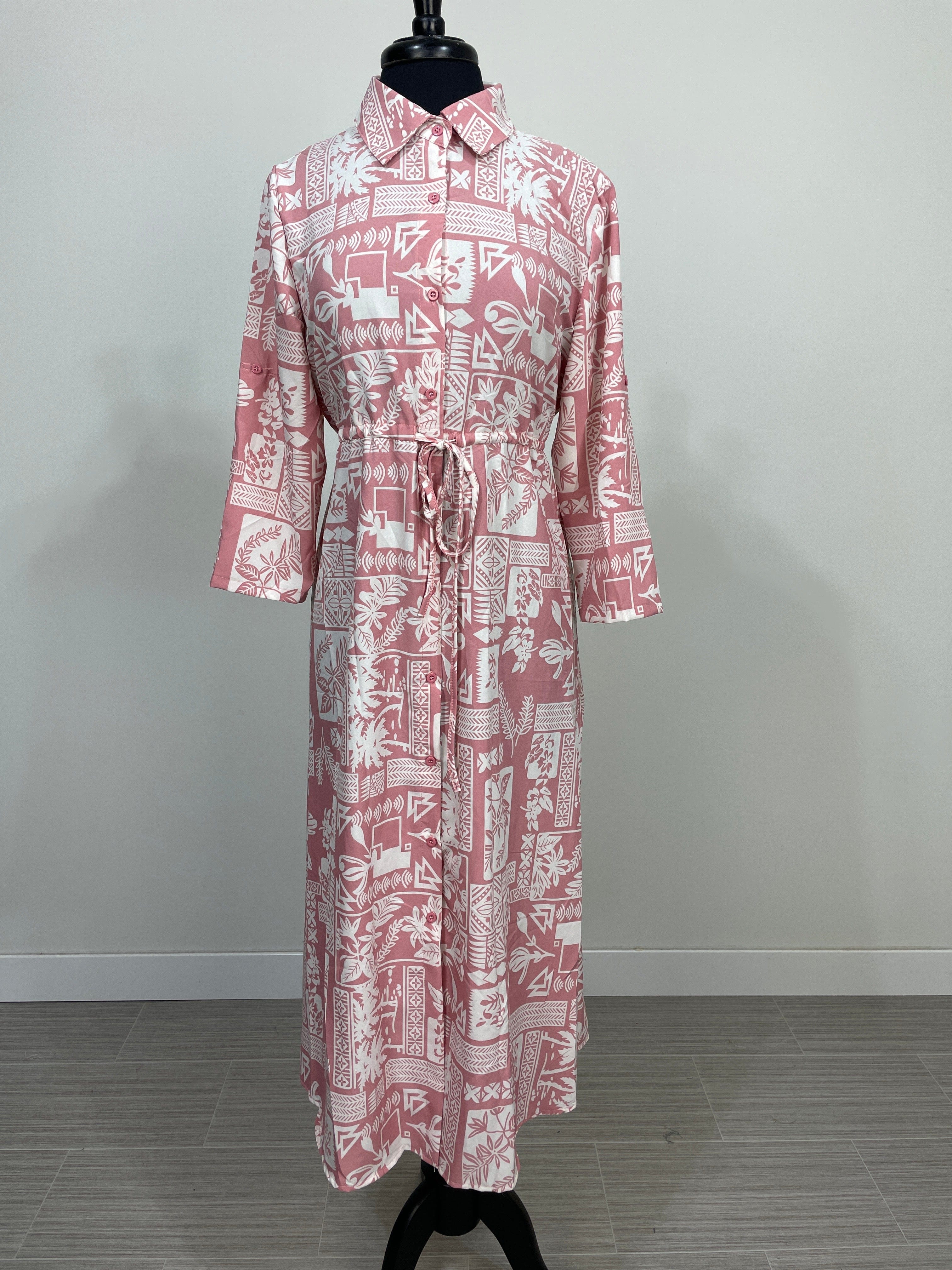 Mauve Tropical Geo Print Maxi Dress