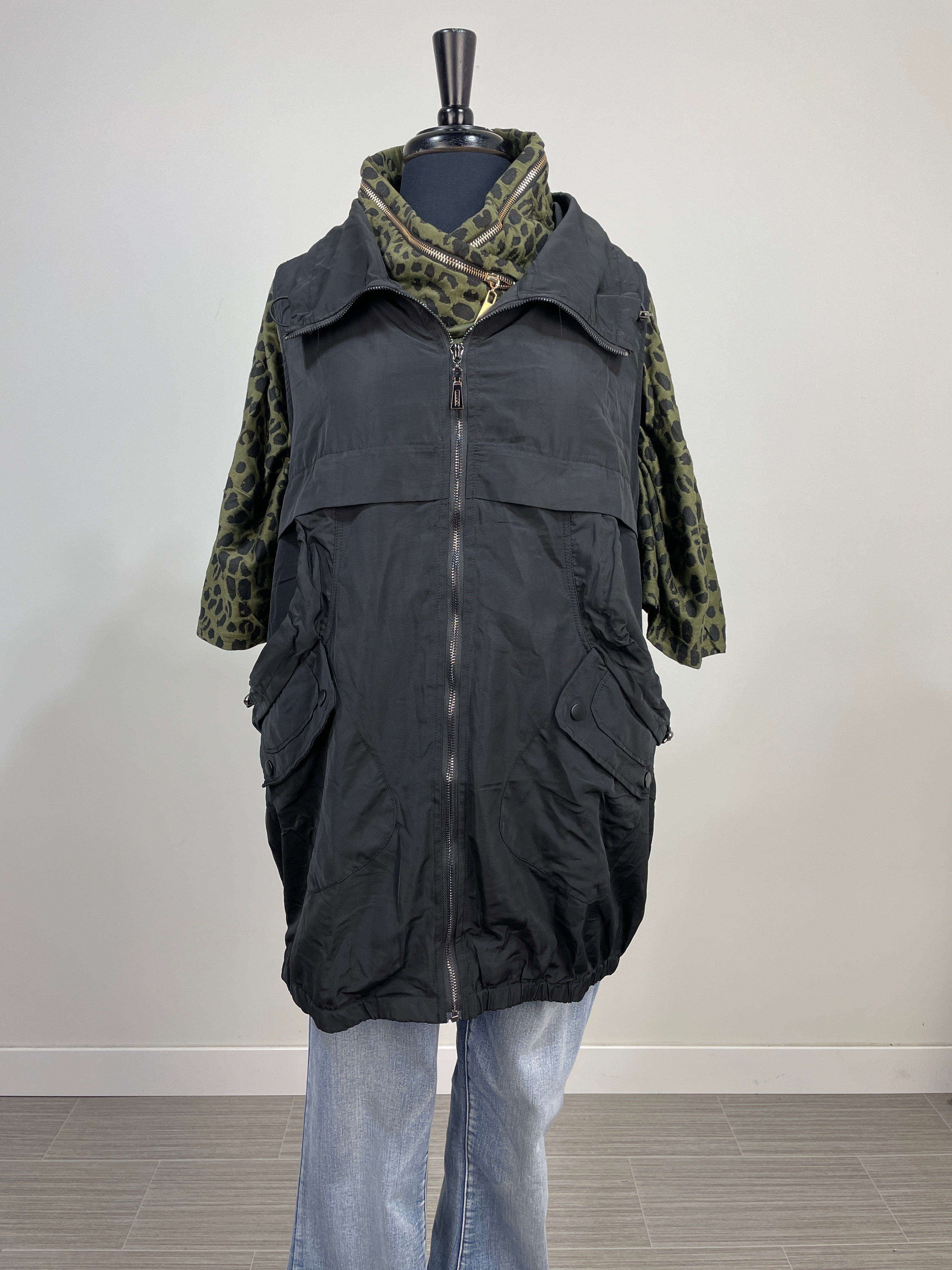 Black Zipper Long Vest