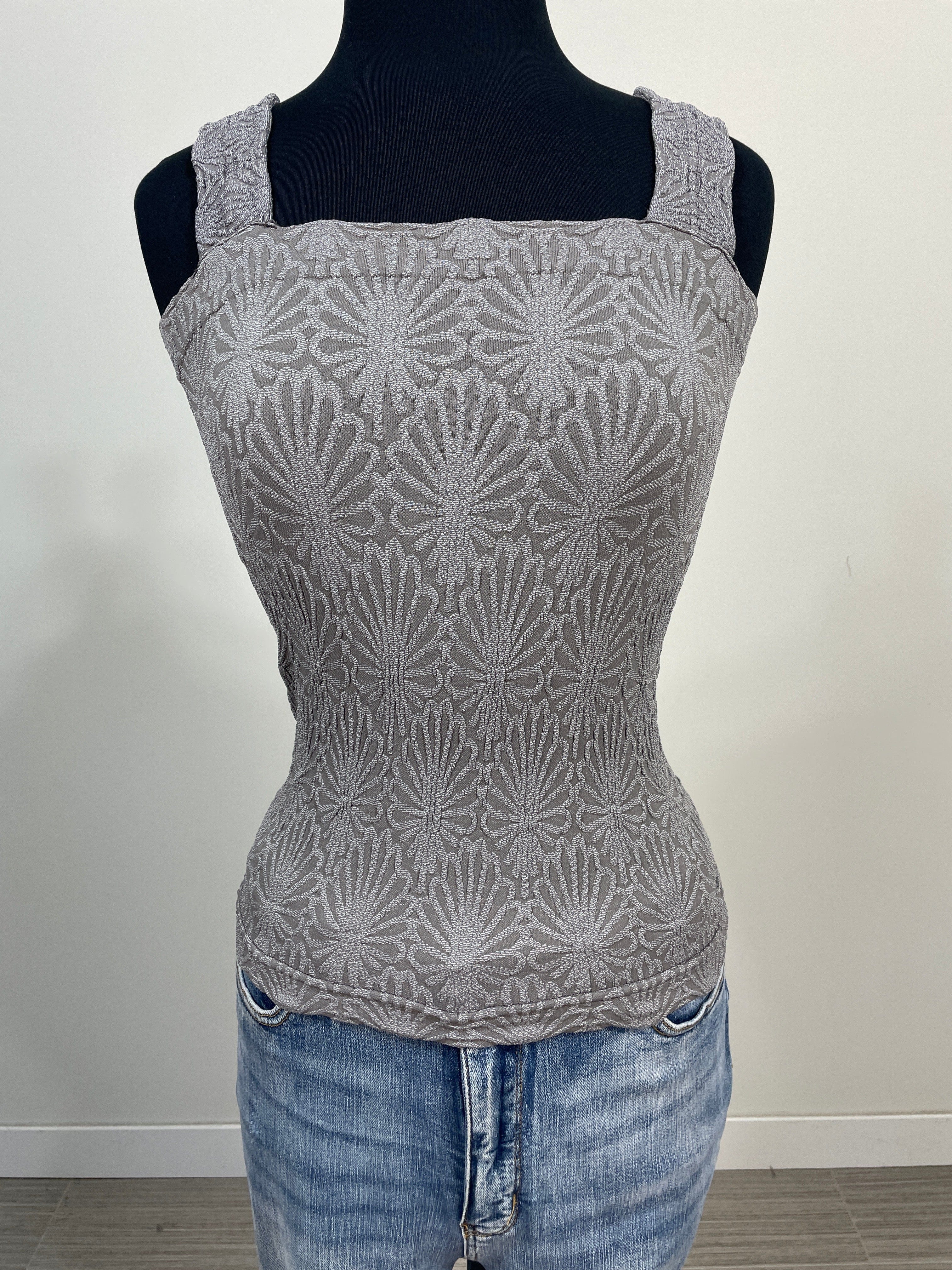 Whale Gray Lace Textured Square Top