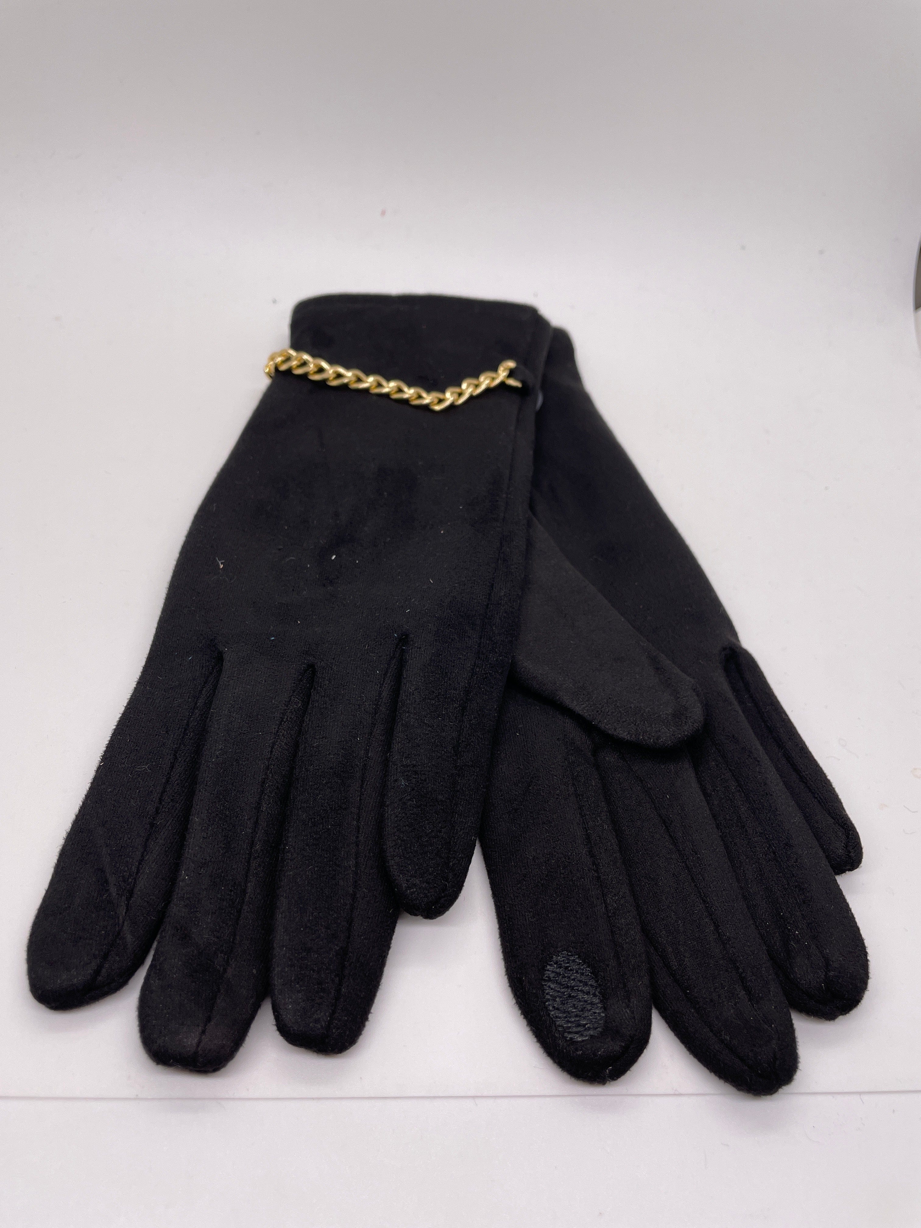 Black with Gold Chain Glove