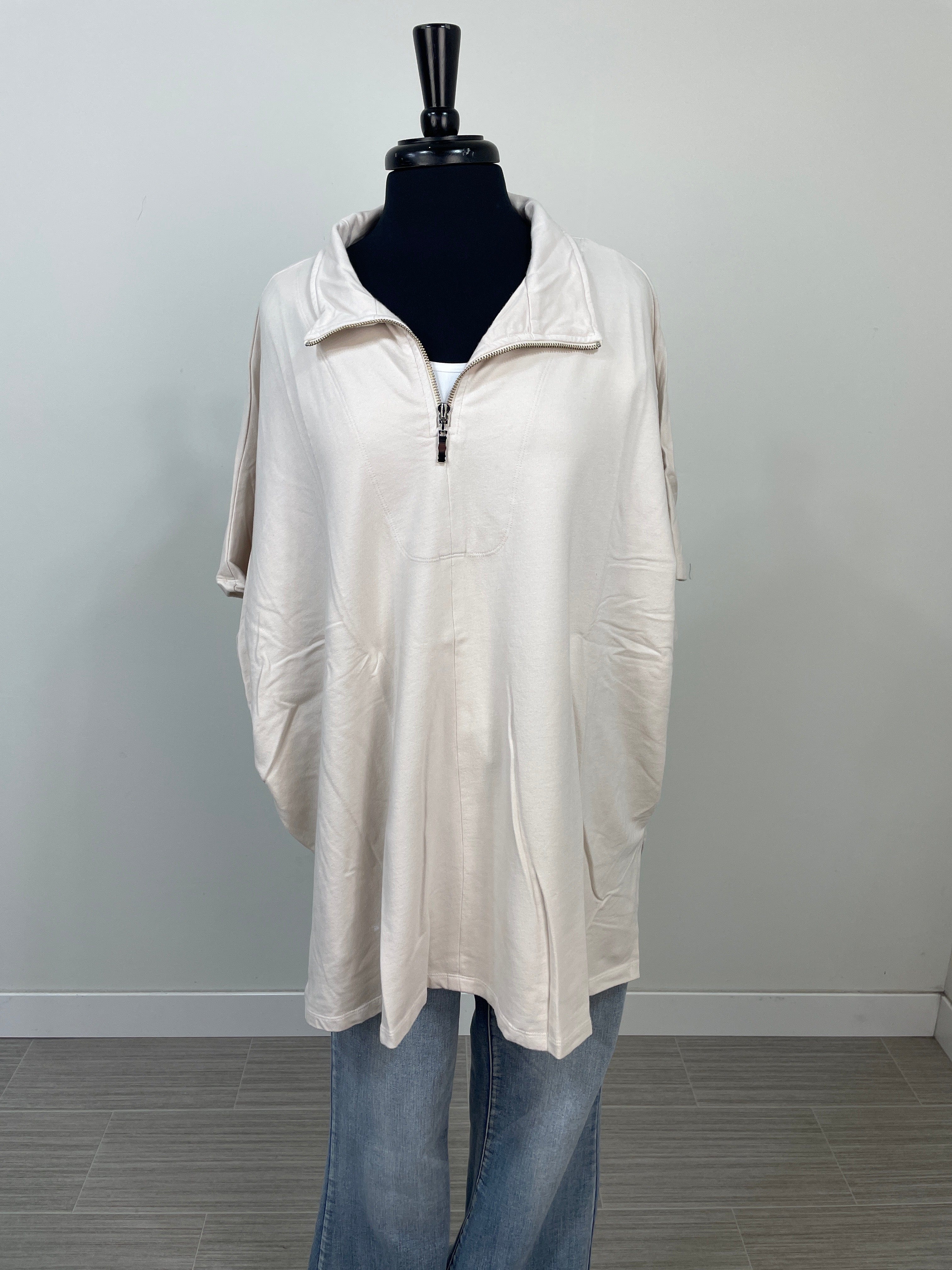 Oatmeal Oversized Short Sleeve Tunic