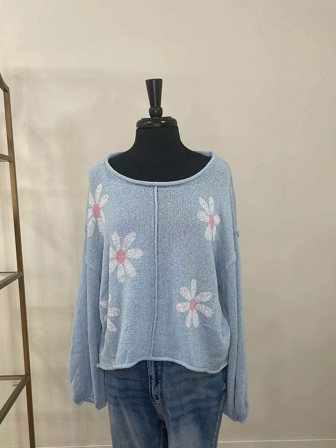 Sky Blue Daisy Sweater