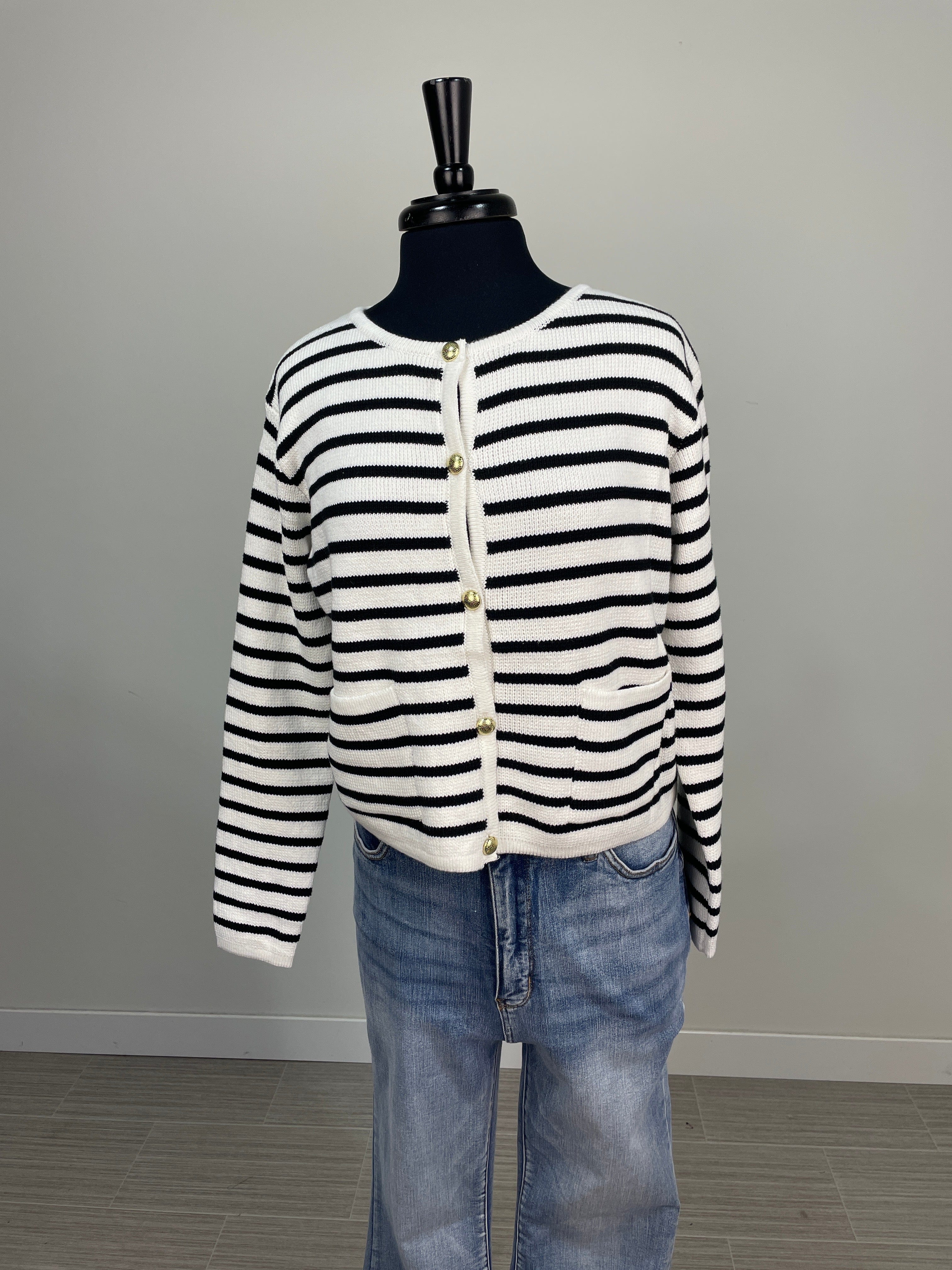 Stripe Button Up Sweater