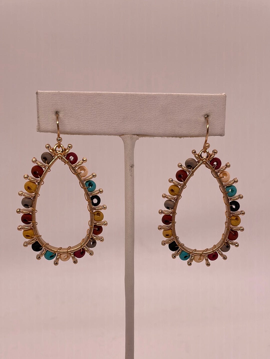 Wood Bead Teardrop Earring