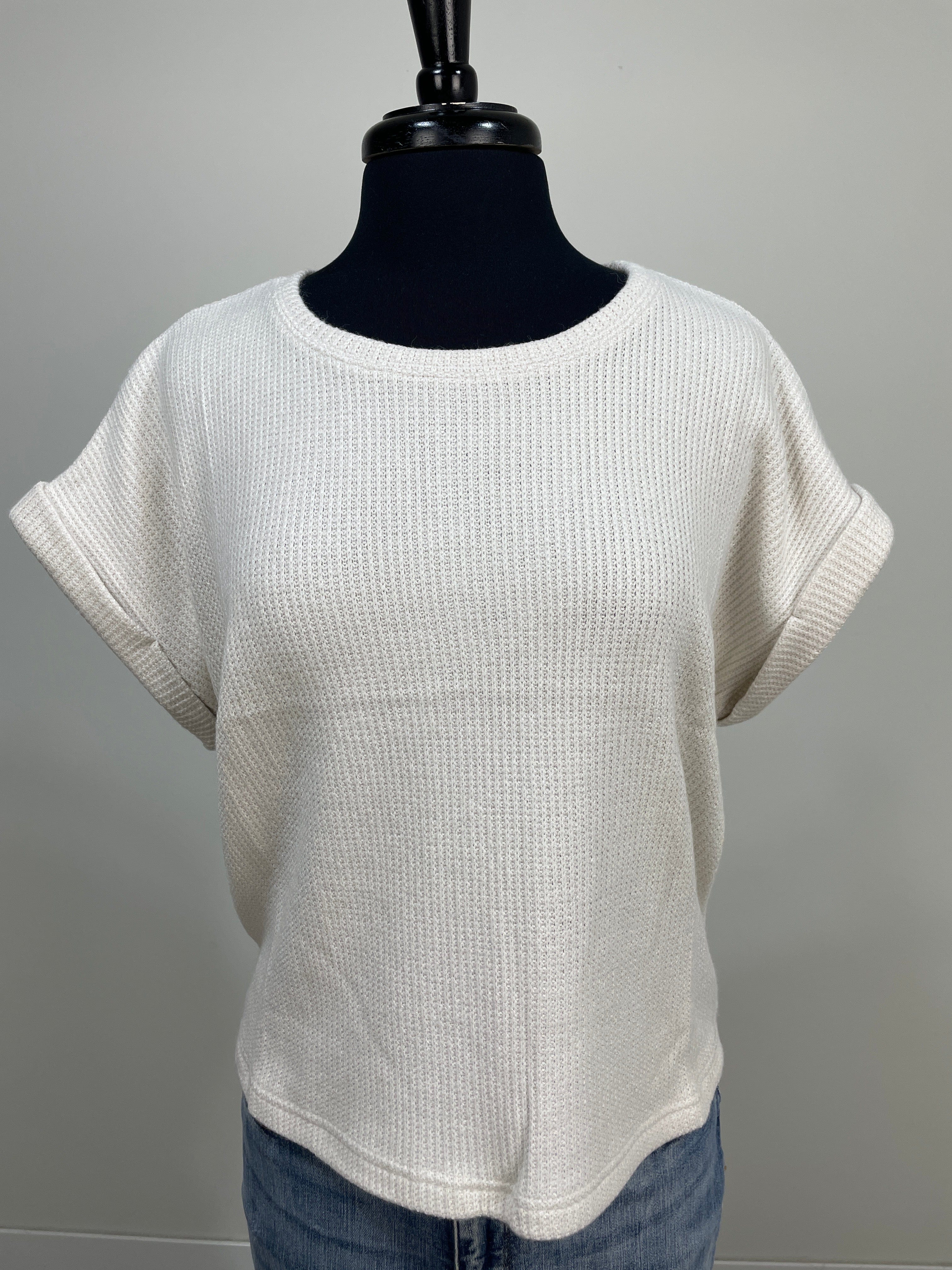 Beige Short Sleeve Sweater