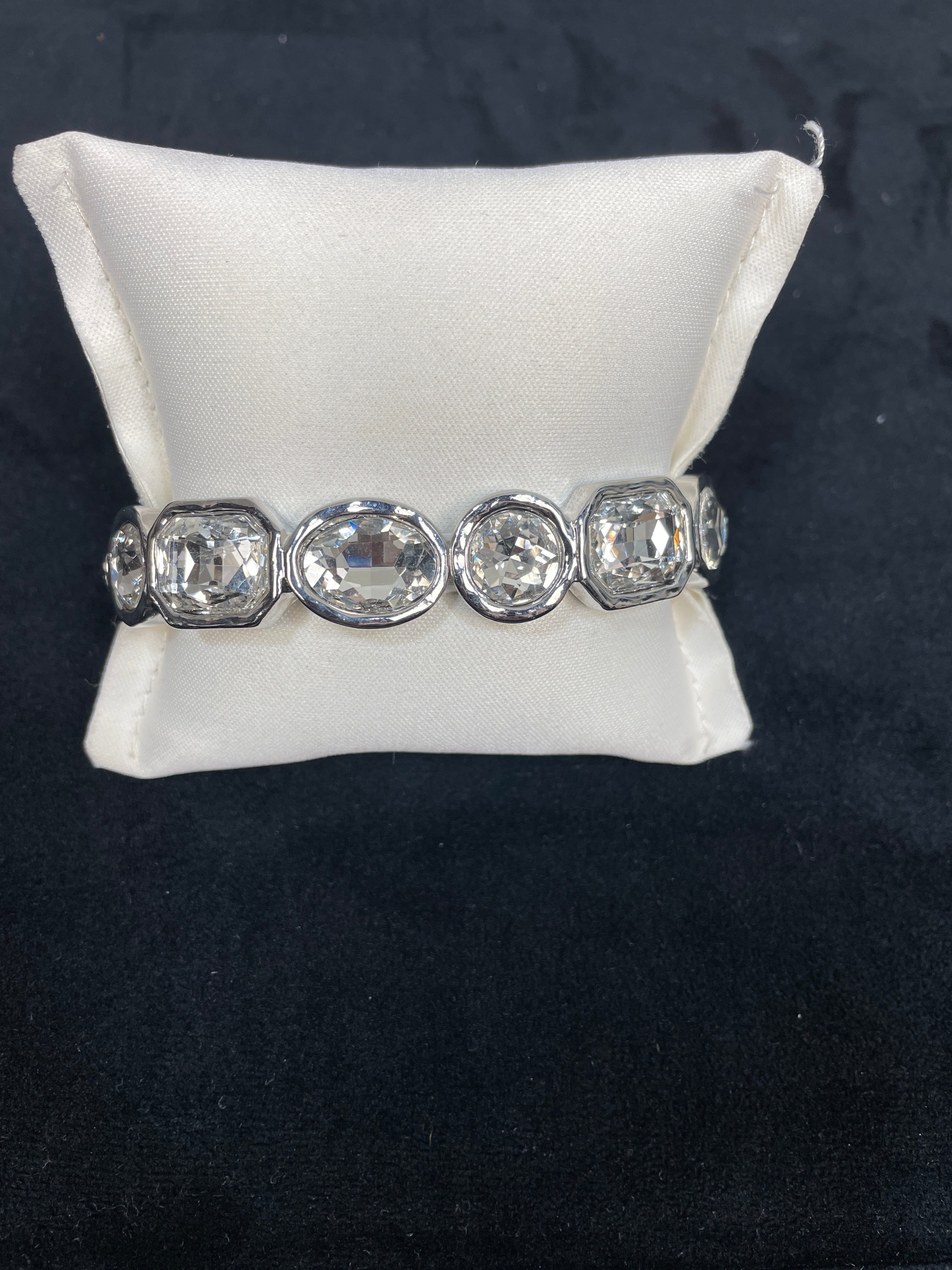 Clear Multi Gem Silver Stretch Bracelet