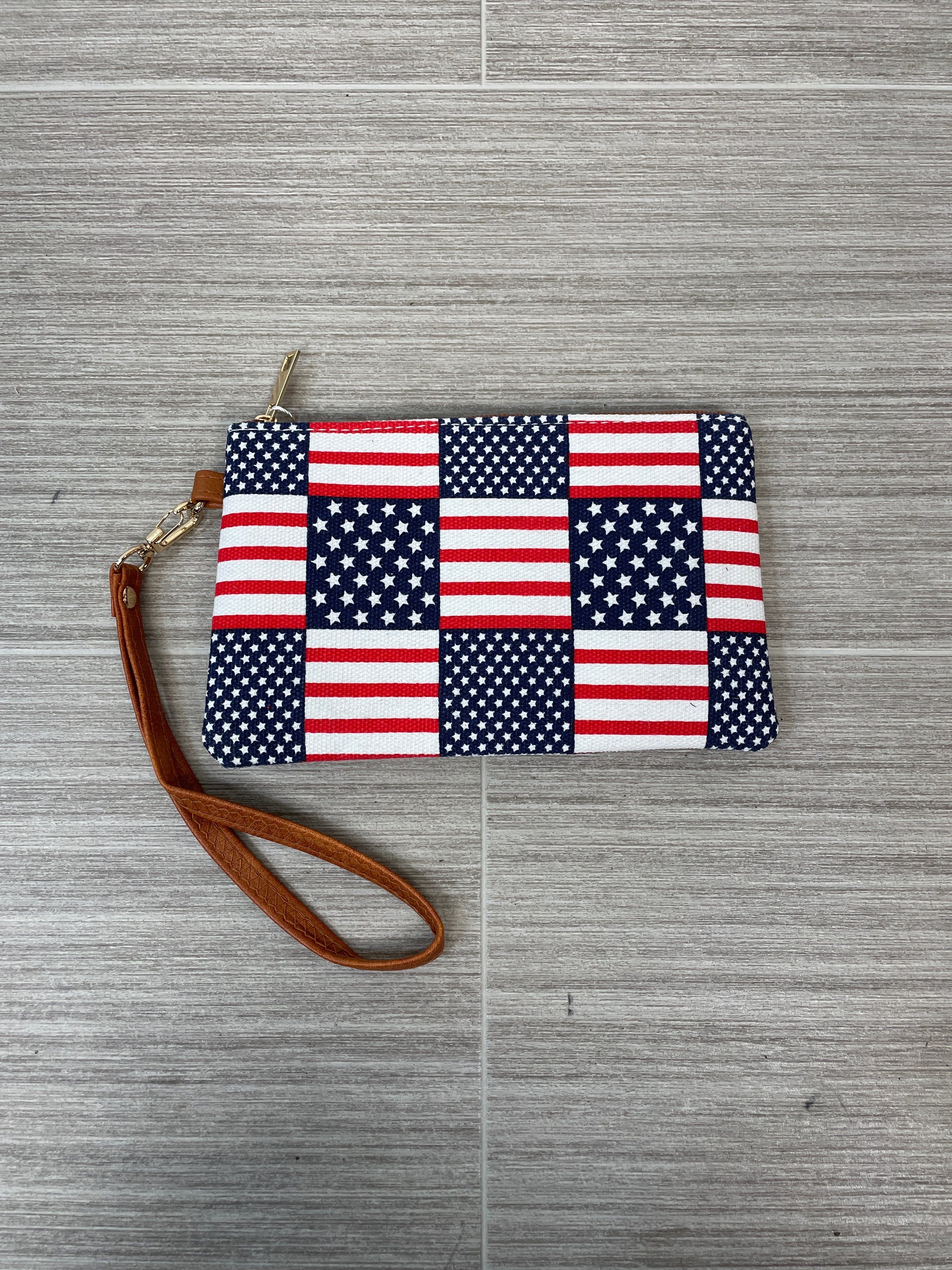 American Flag Wristlet Pouch