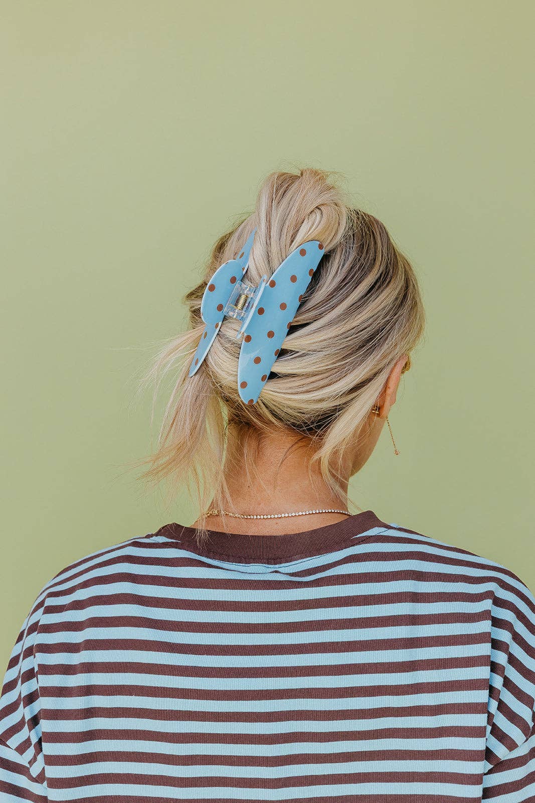 POLKA DOT & STRIPED OVERSIZED CLAWS: BROWN AND CREAM STRIPED