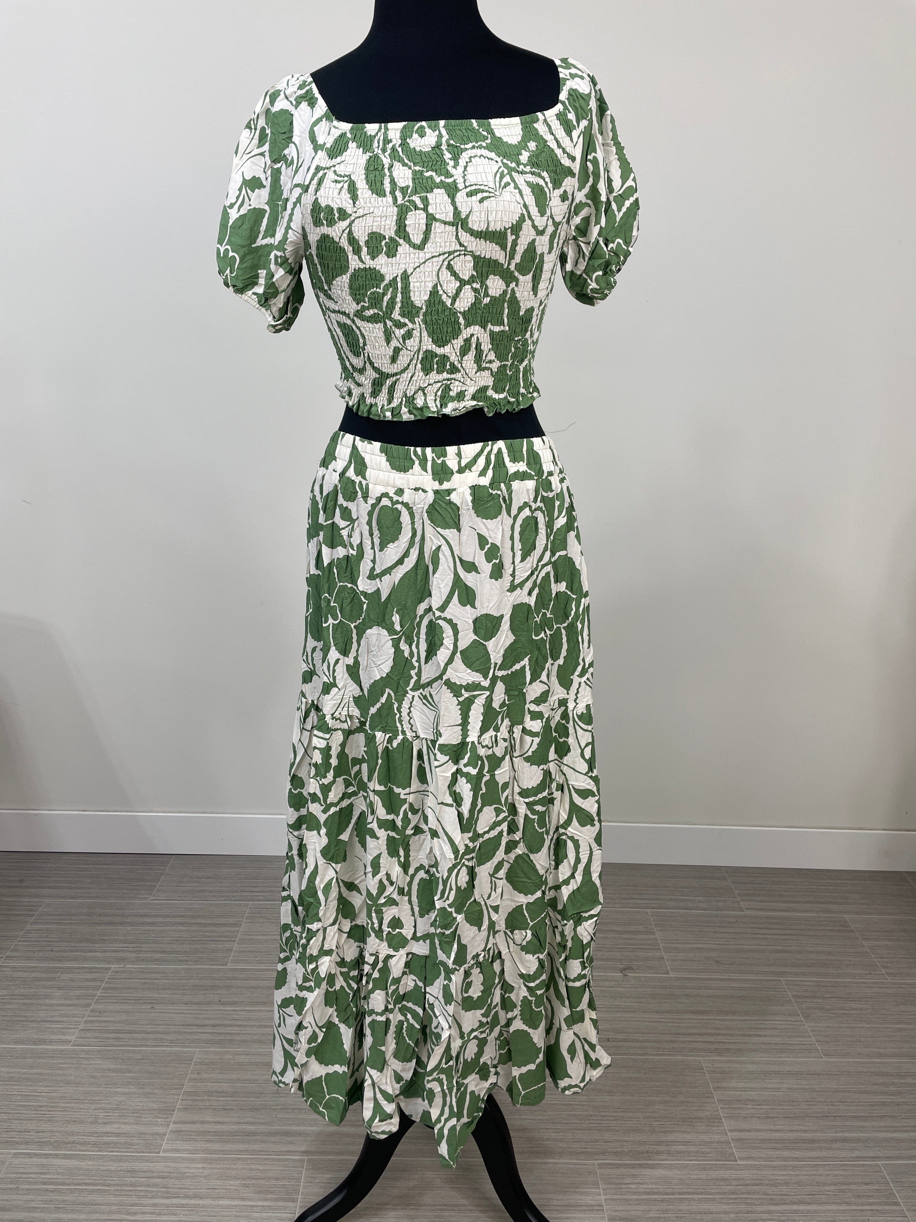 Green Tropical 2pc Skirt Set