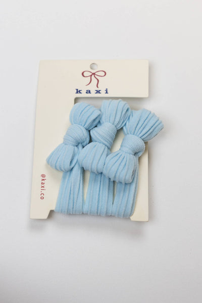 BOW SLICK BACK HAIR TIES: DUSTY BLUE