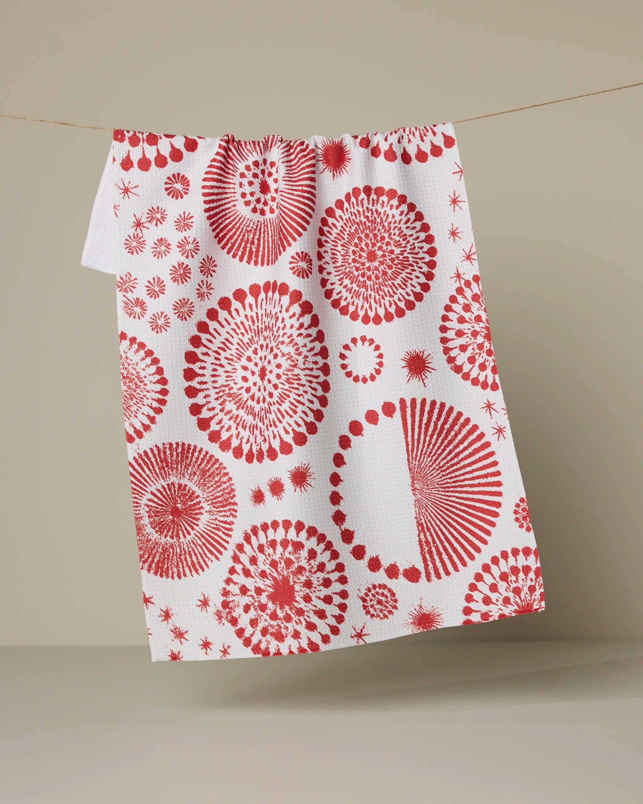 Geometry Freedom Sparks Tea Towel: Blue