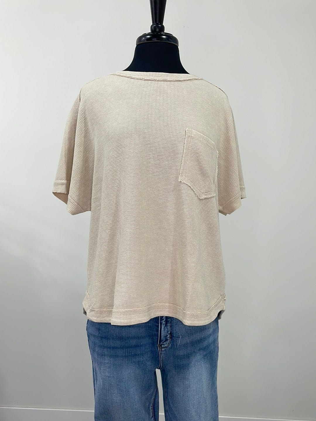 Natural Waffle Shortsleeve Top