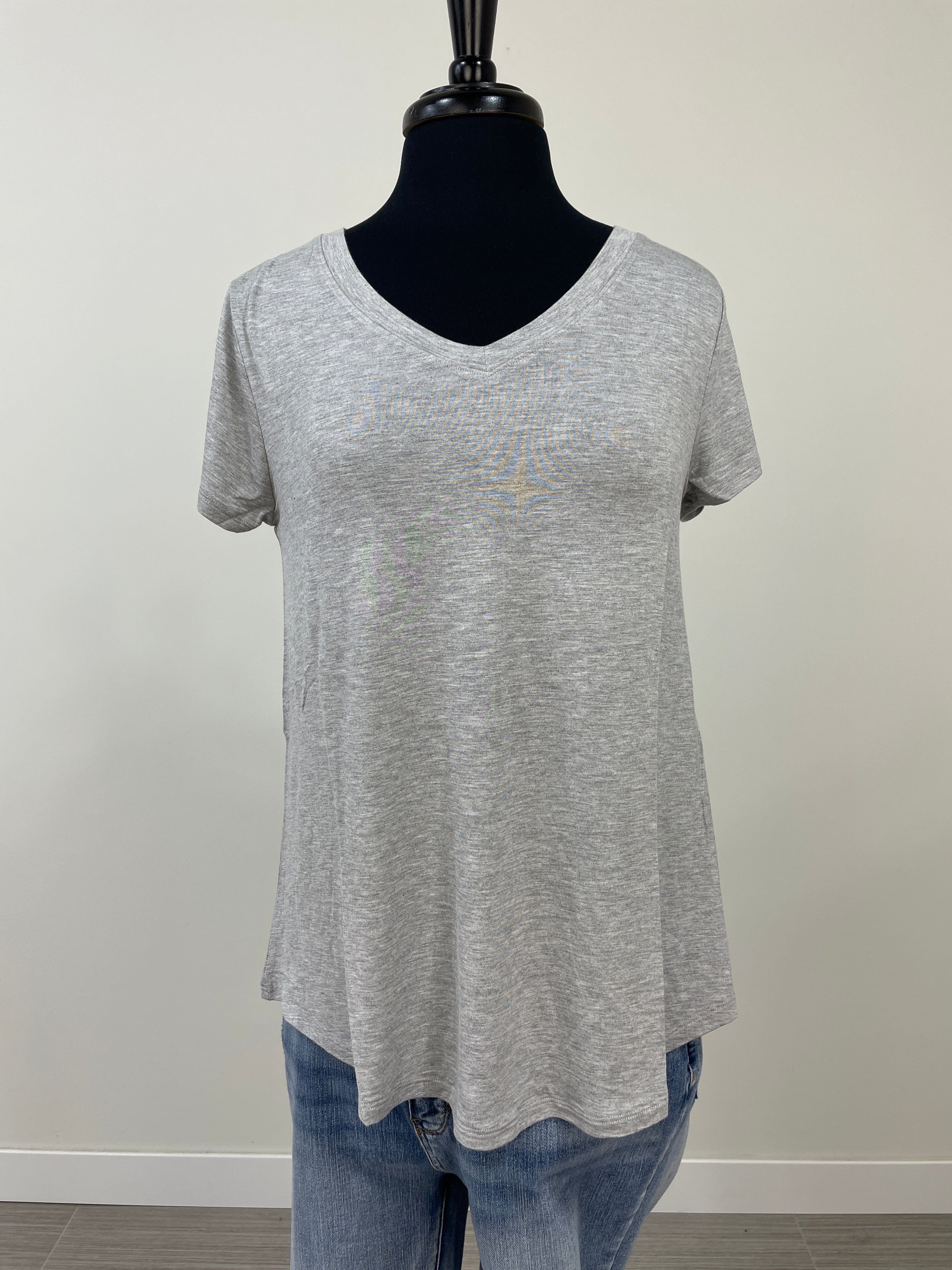 Heather Grey V-Neck Short Sleeve Top