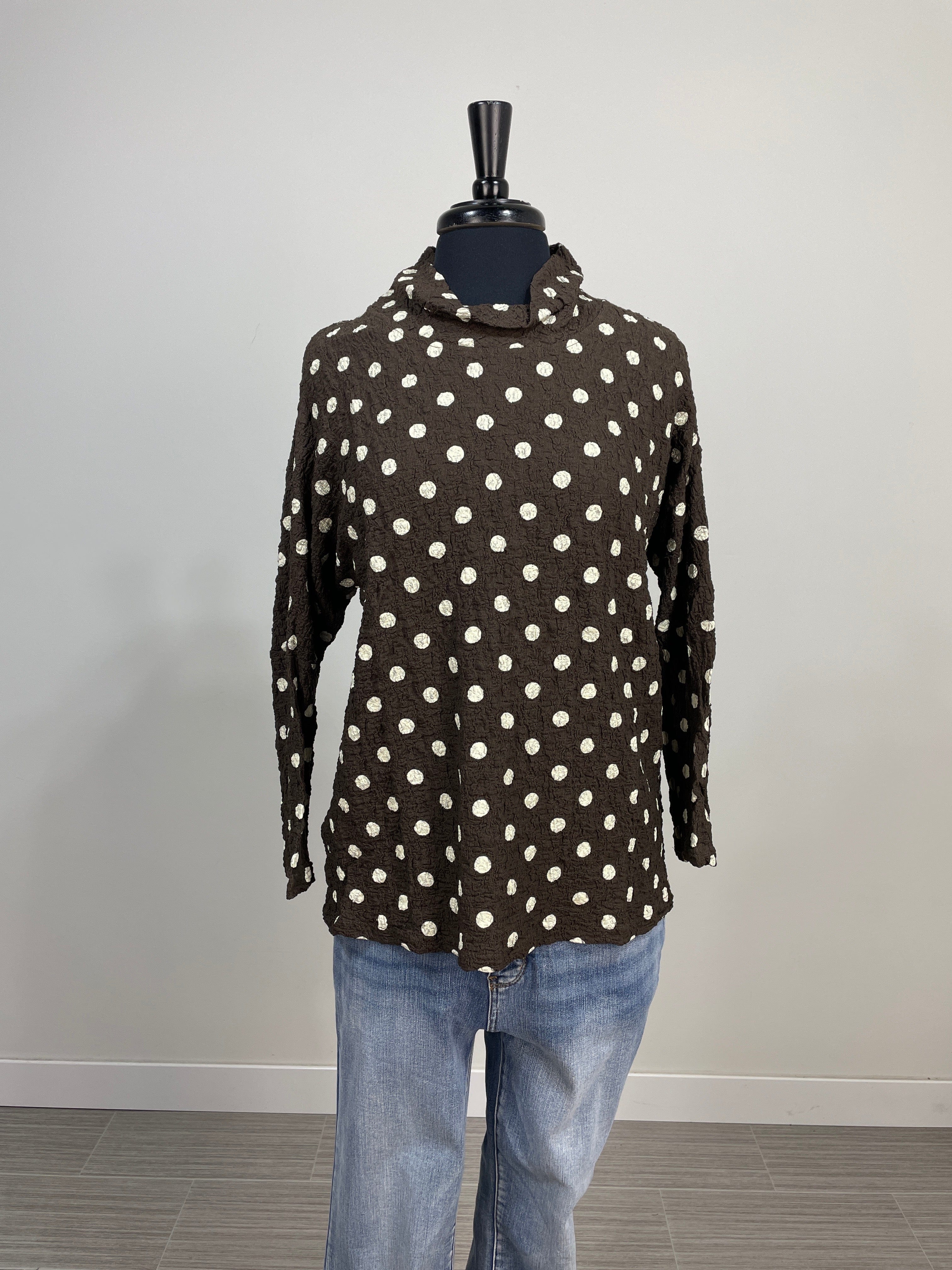 Coffee & Cream Polka Dot Top