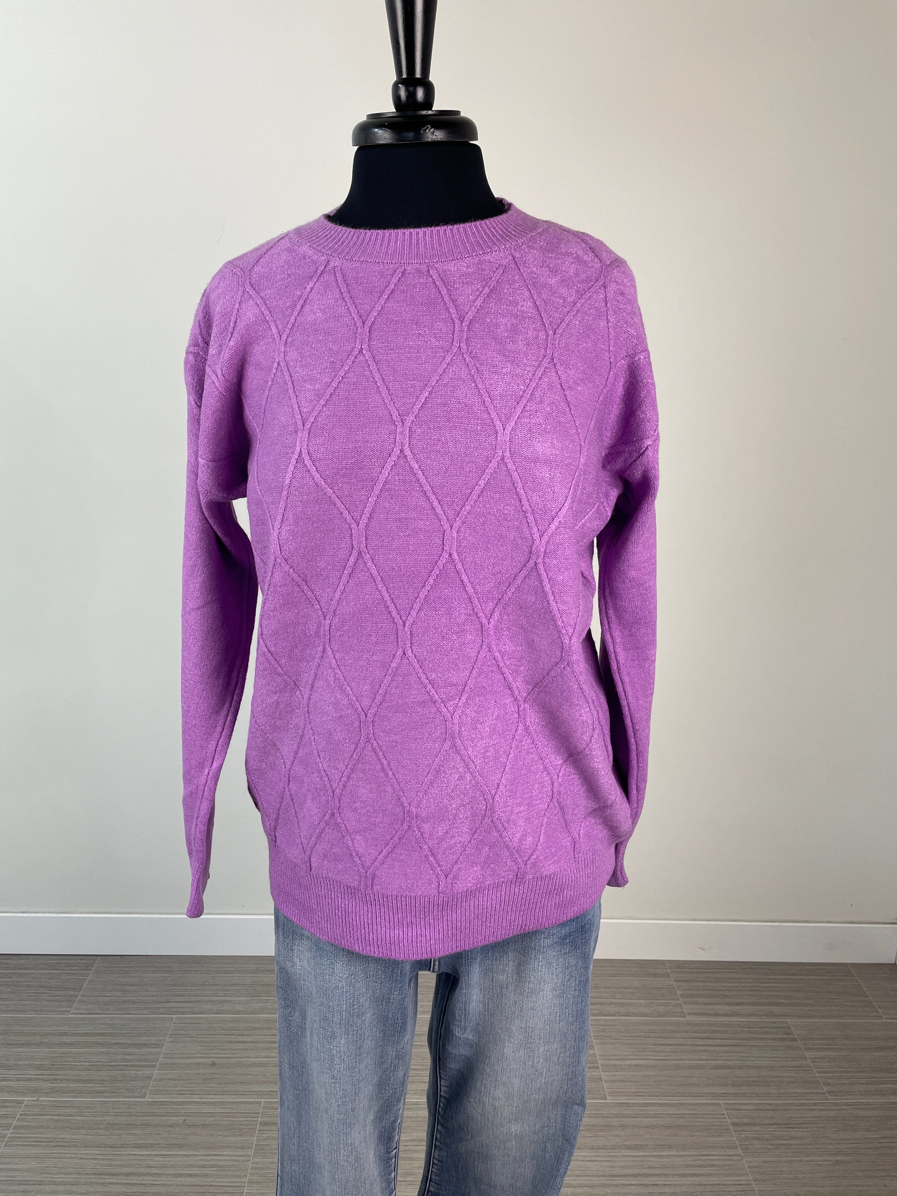 Lilac Diamond Pullover Sweater