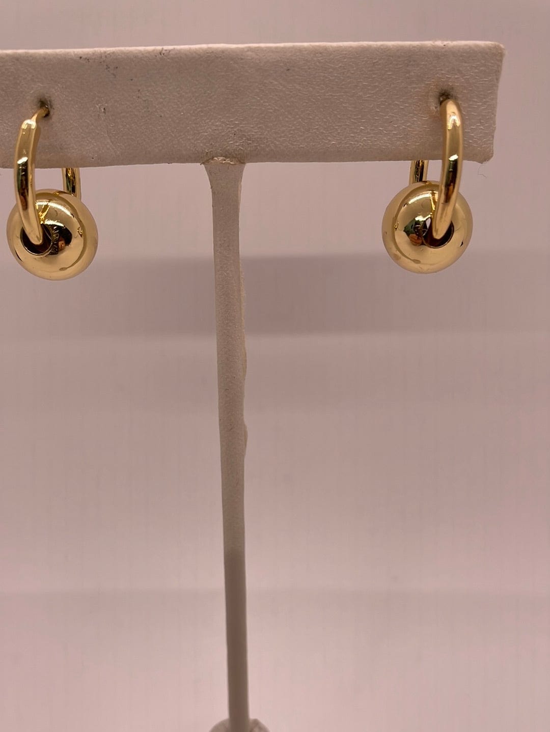 Gold Small Hoop w/Gold Ball Earring