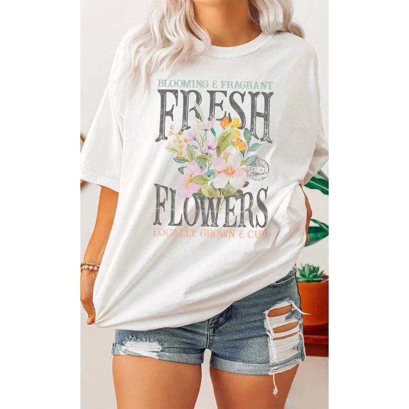 Vintage Fresh Flowers Oversized Tee