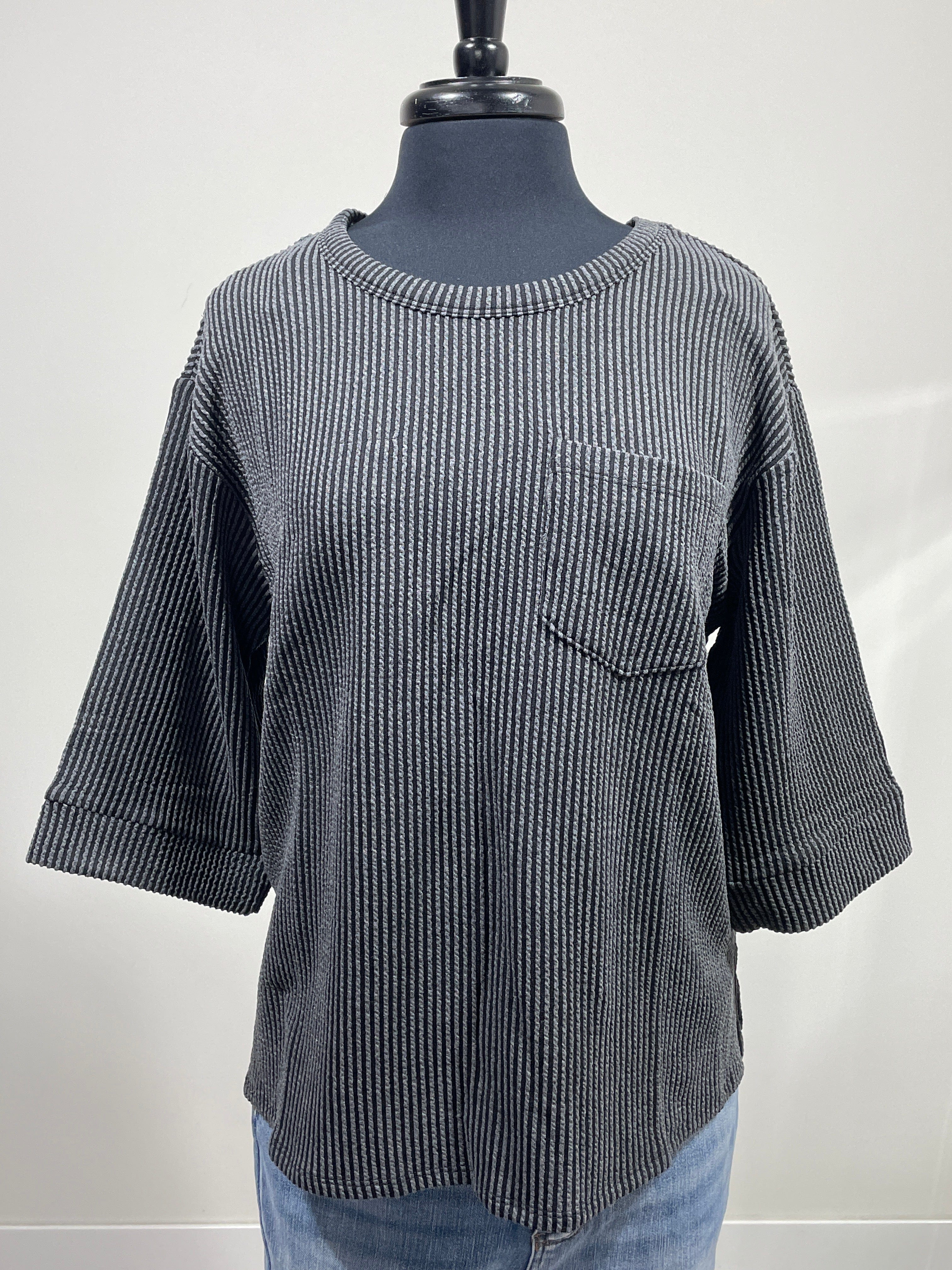 Black Ribbed Top