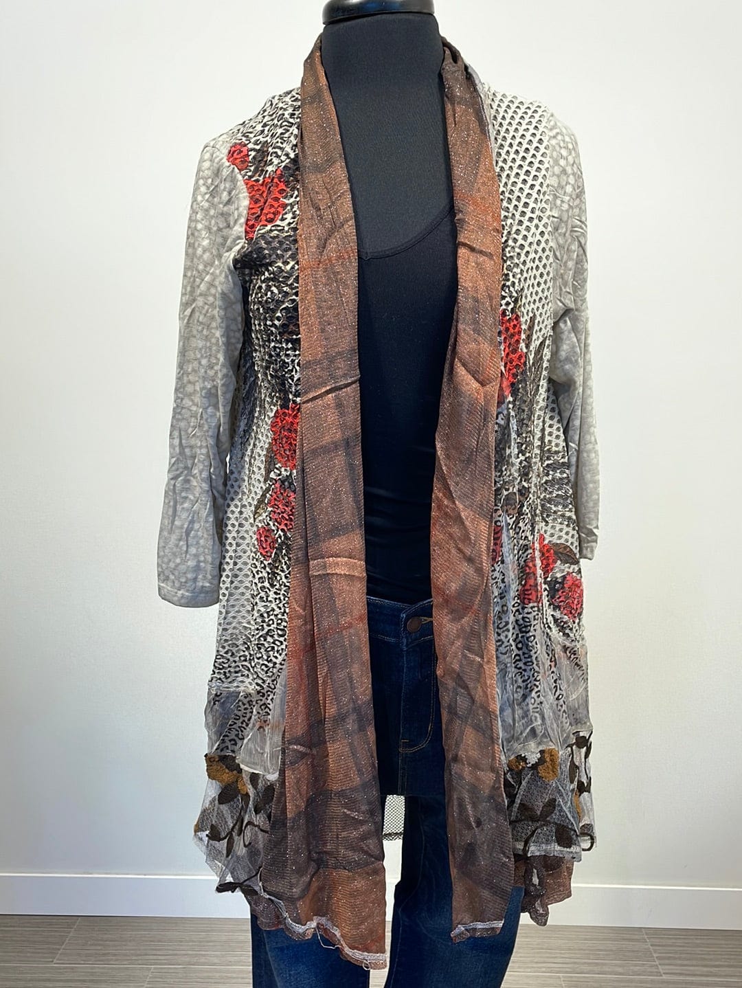 Brown Floral Print Cardigan
