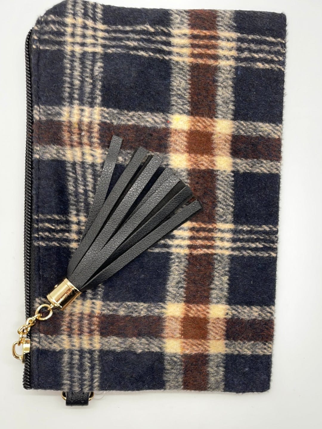 Black & Chocolate Plaid Wristlet
