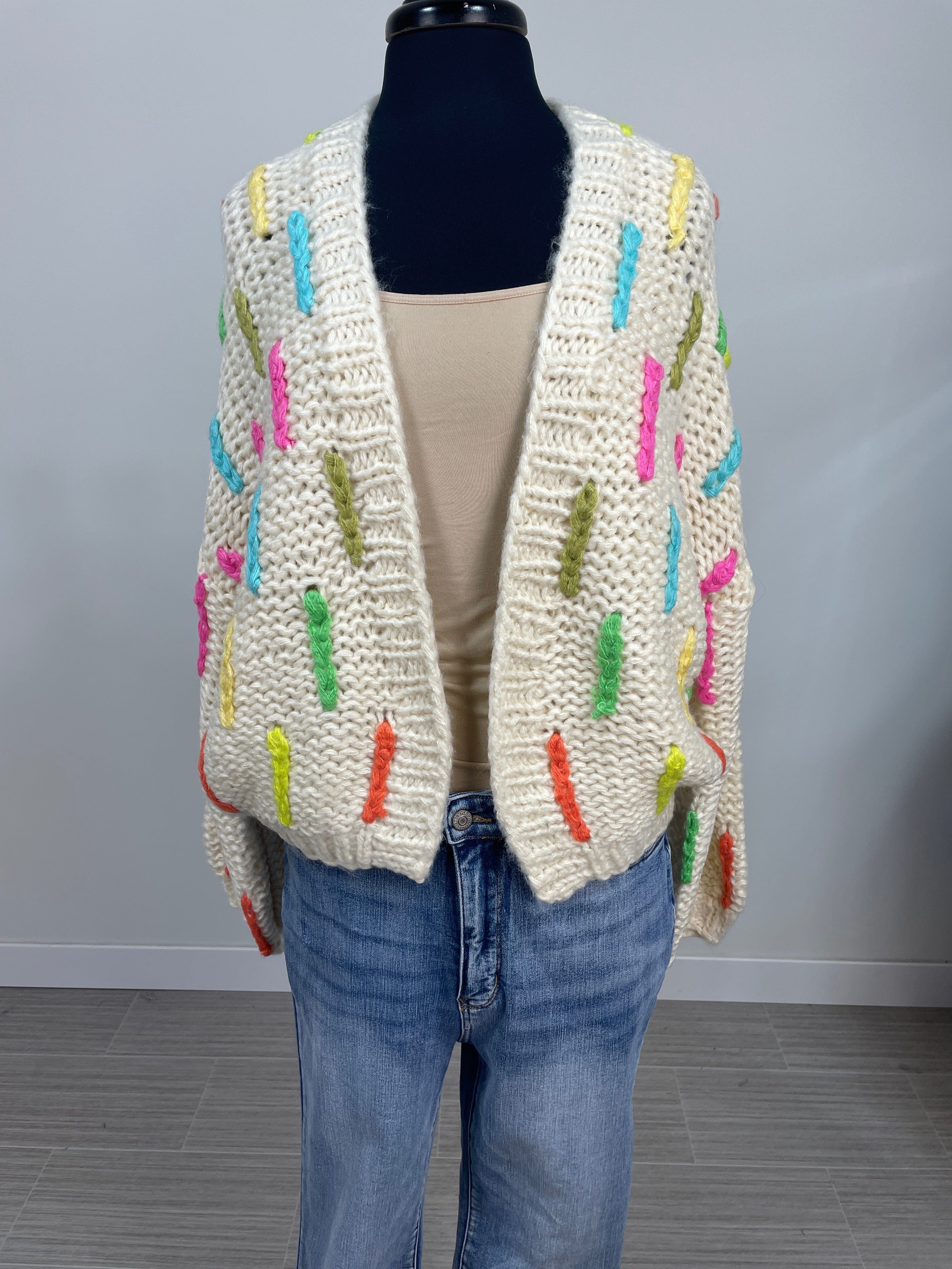 Ivory with Colorful Detail Cardigan