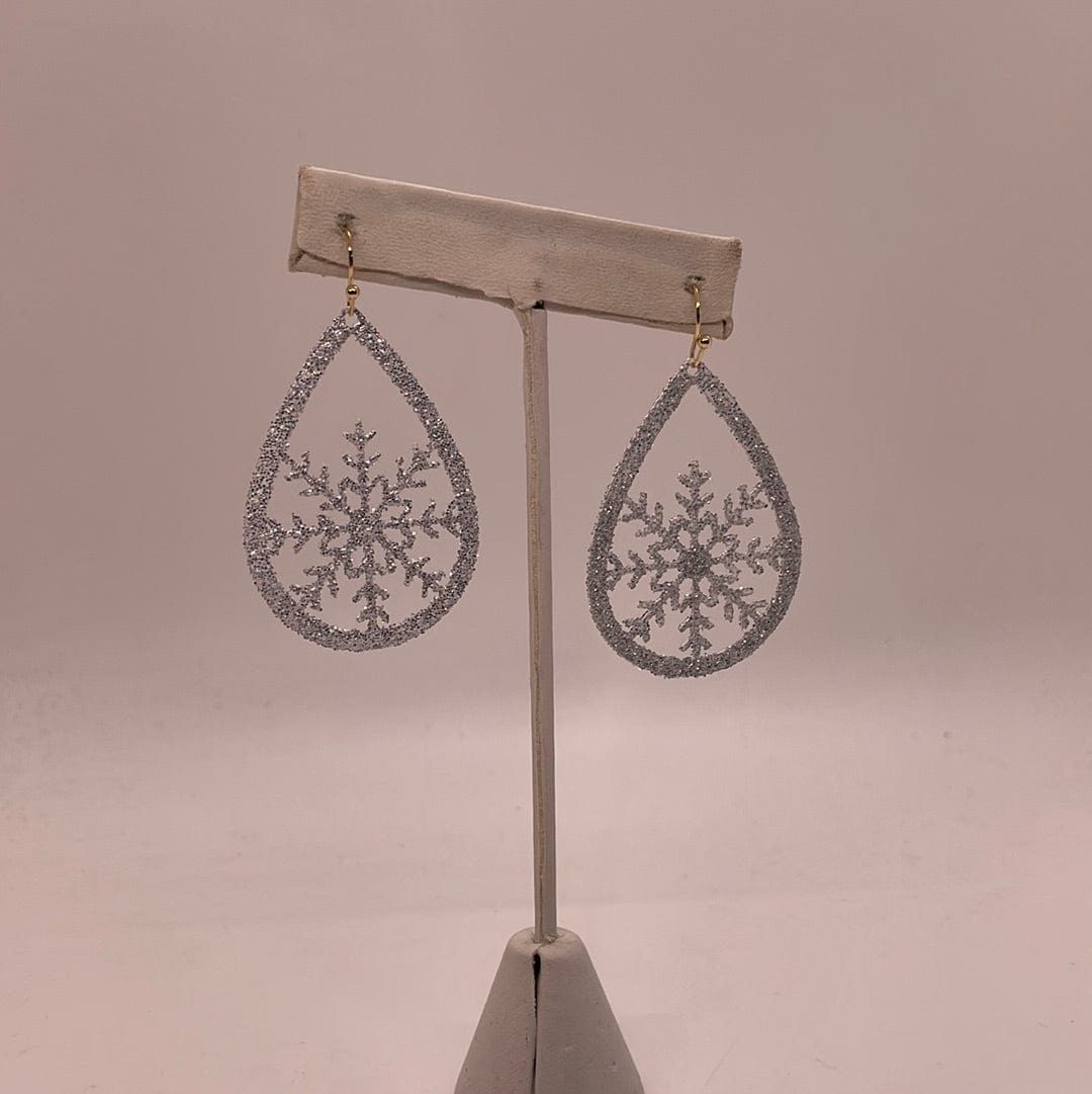 Silver Glitter Holiday Earring