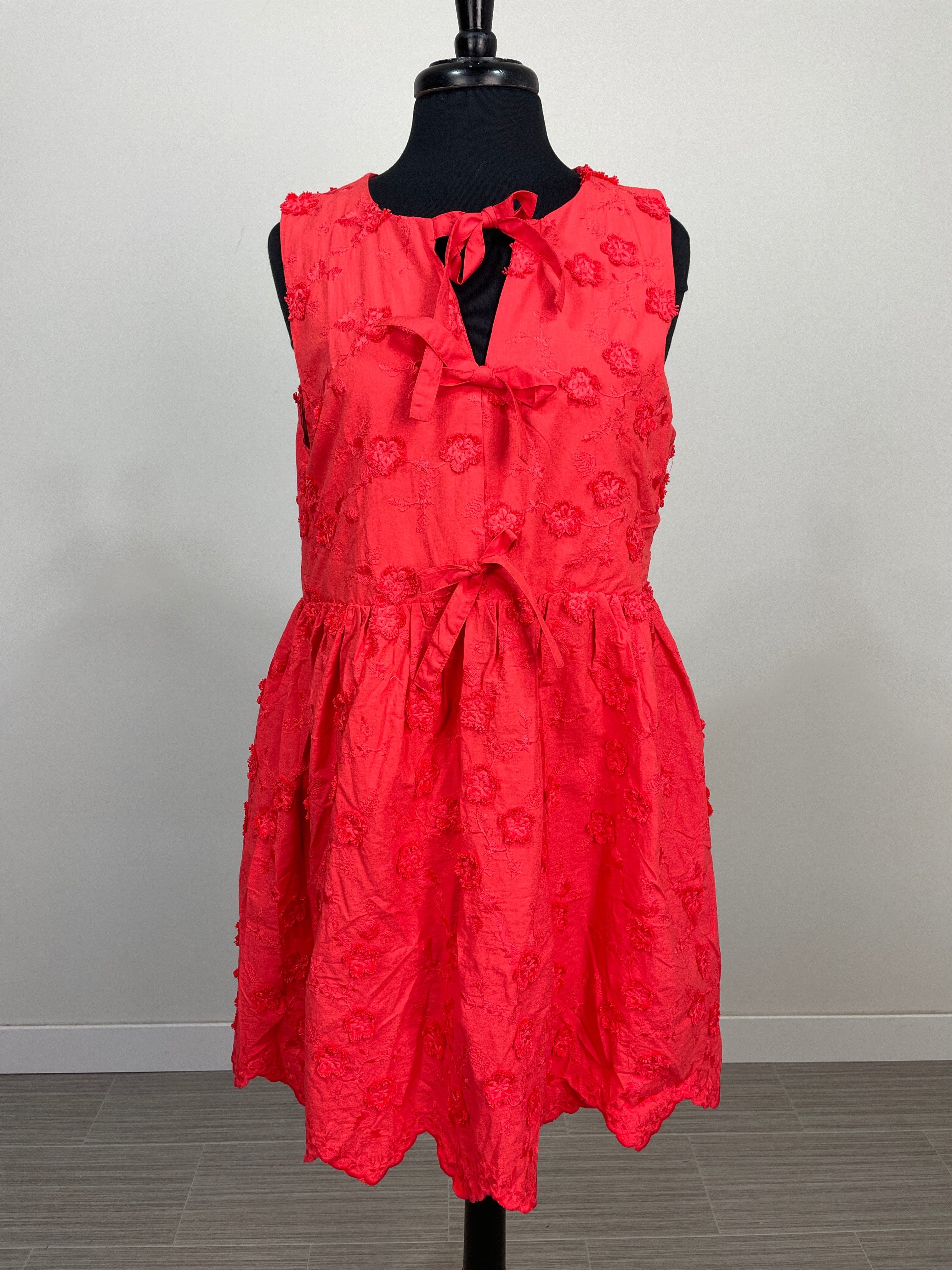 Red Floral Applique Dress