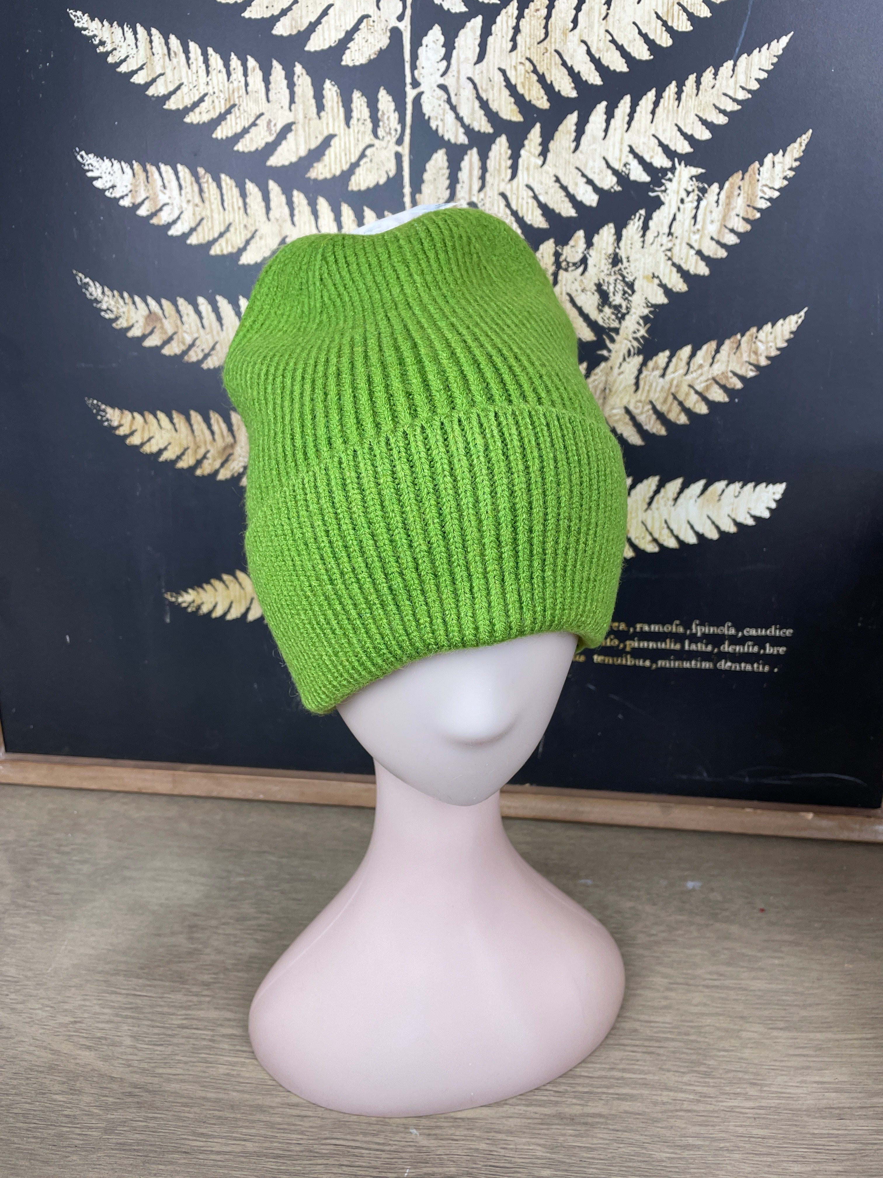 Green Knit Beanie Hat