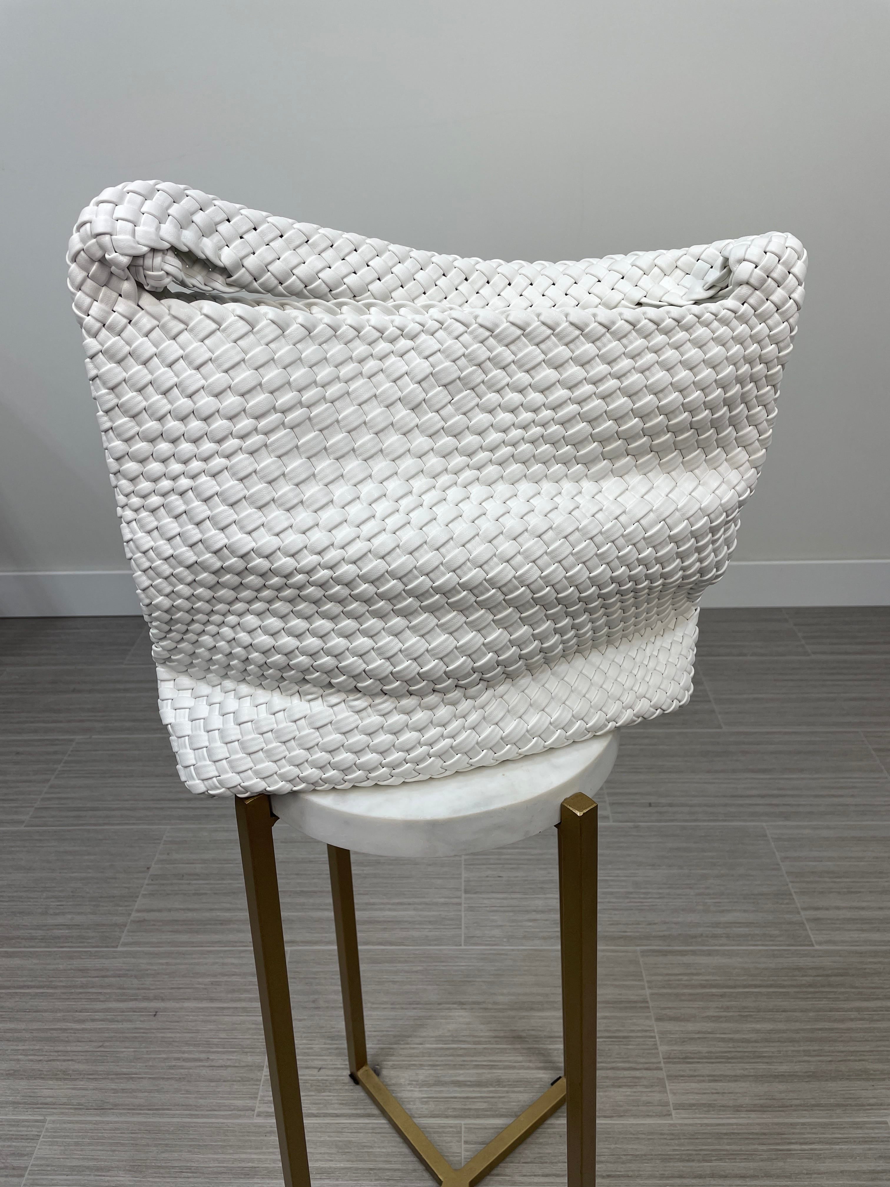 White Woven Hobo Shoulder Bag