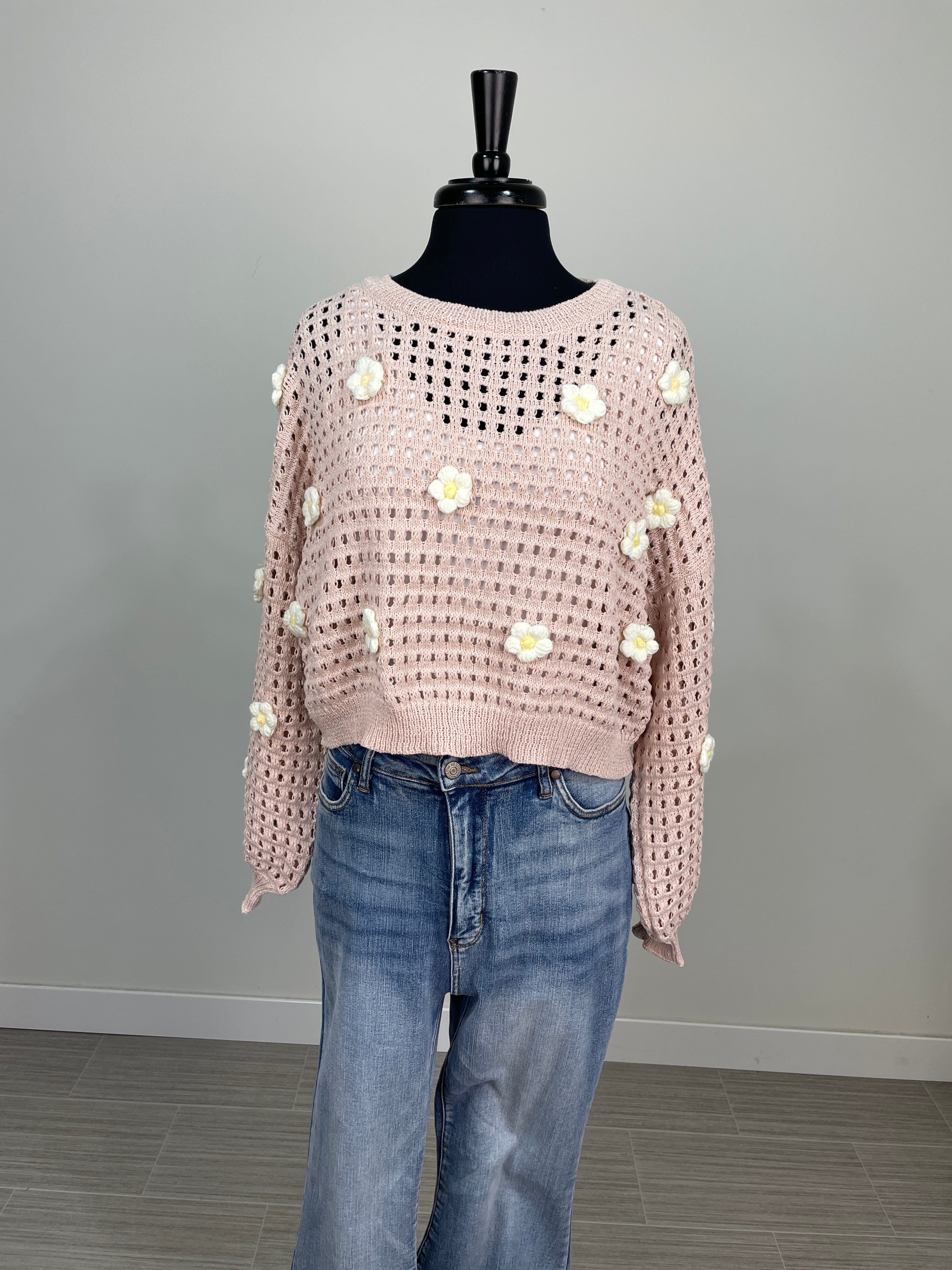 Mauve Floral Applique Sweater
