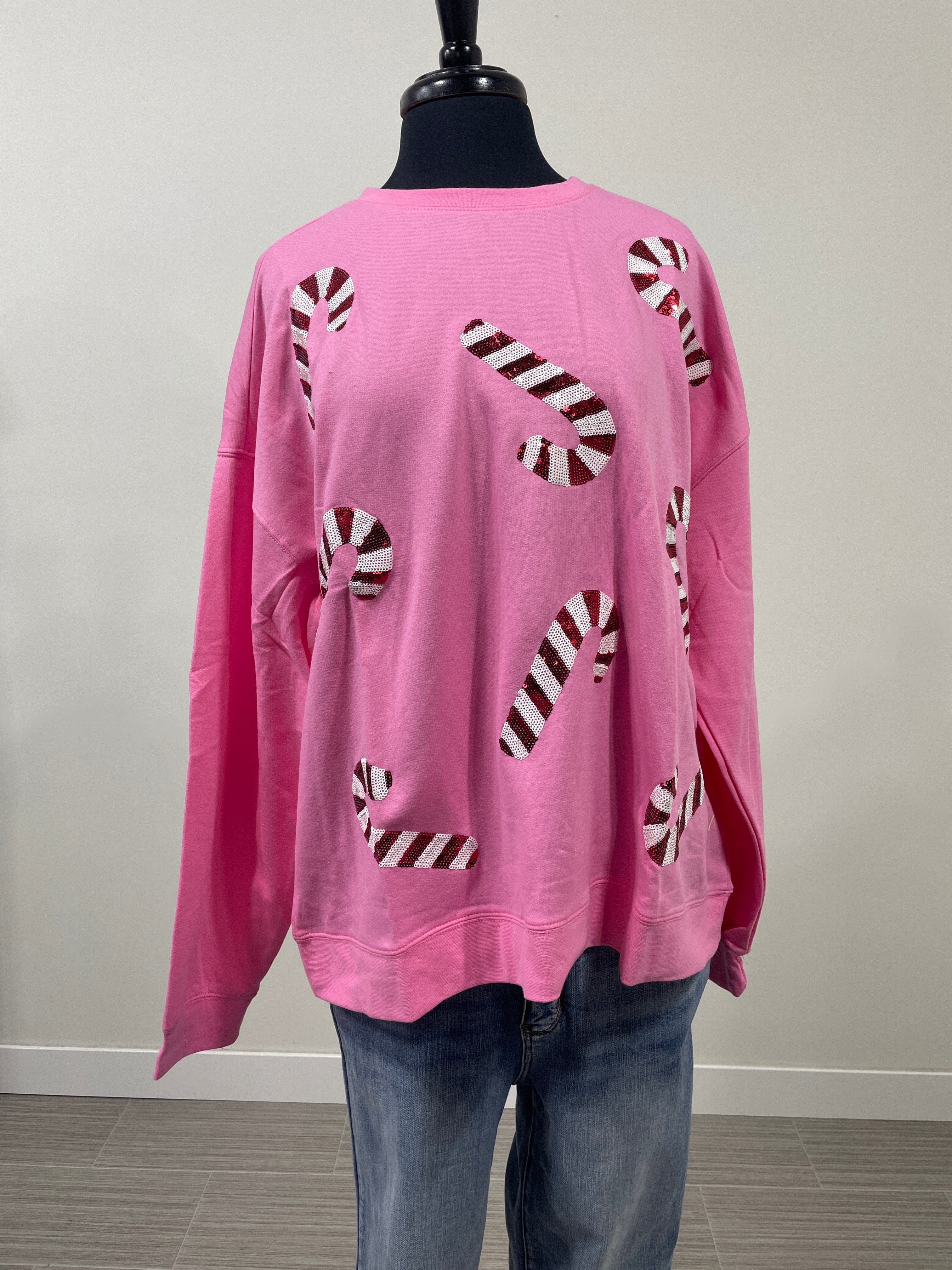 Pink Candy Cane Sparkle Sweatshirt
