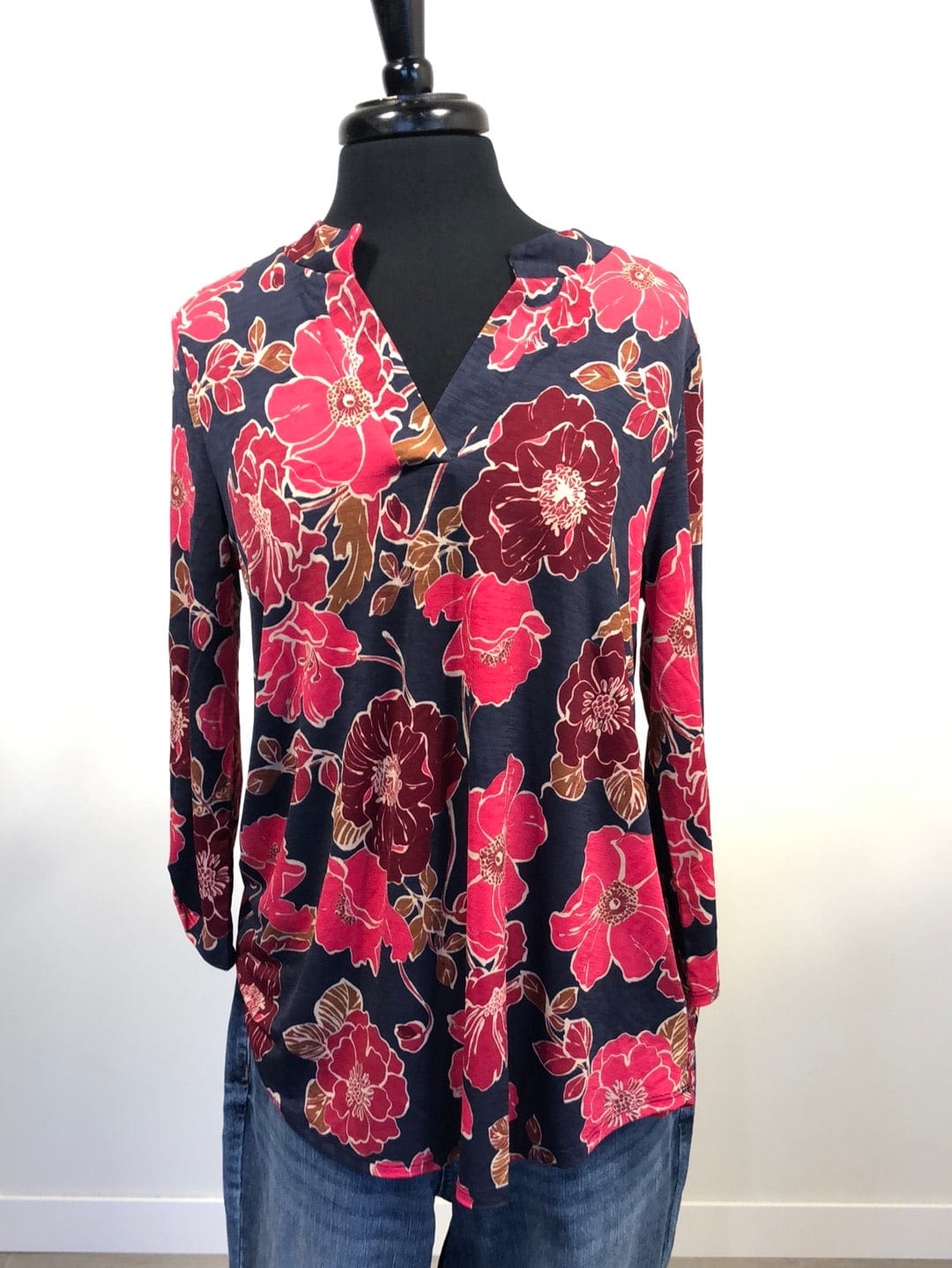 Navy w/Red Floral Top