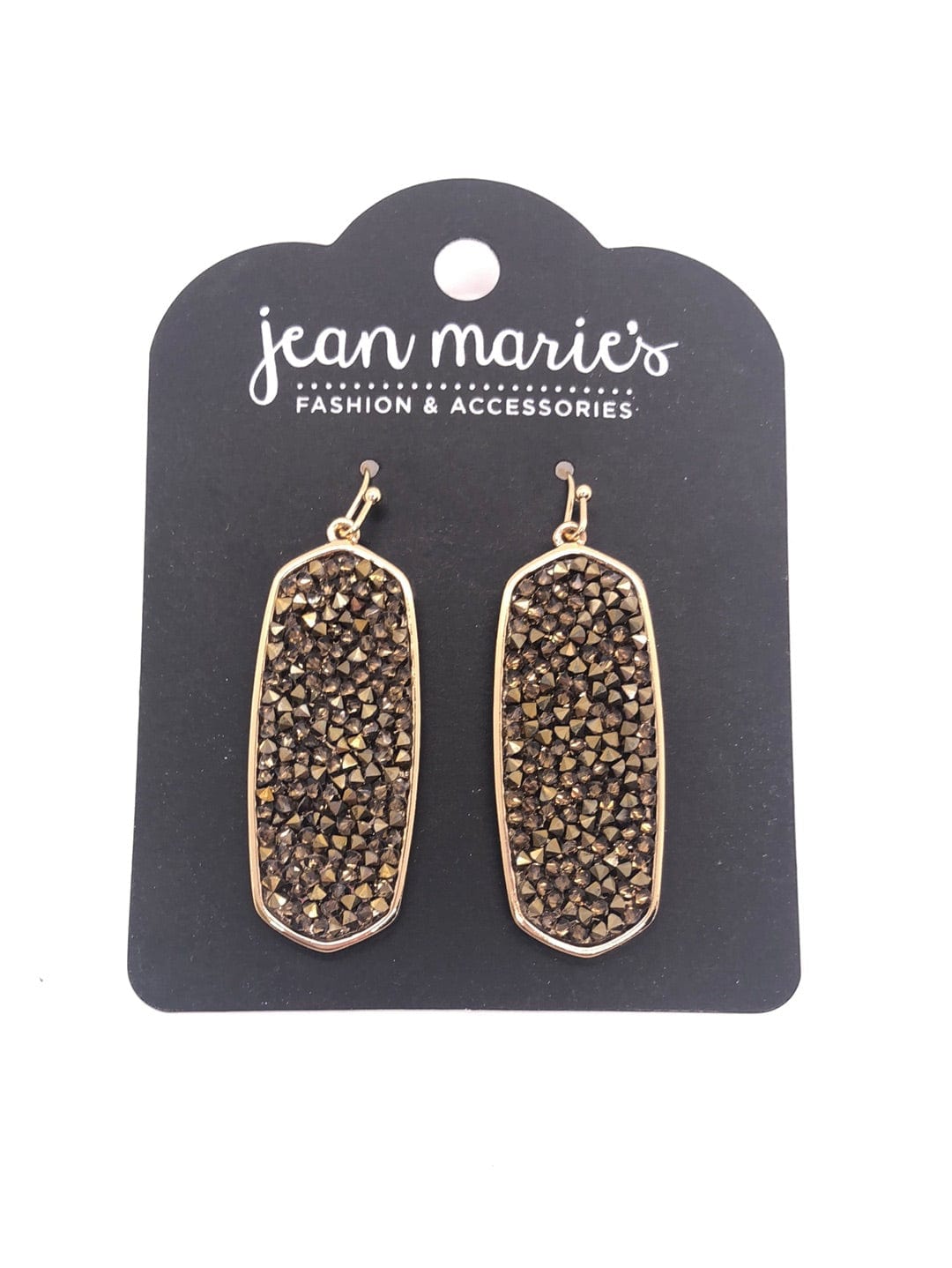 Brown Glitter Hexagon Earring