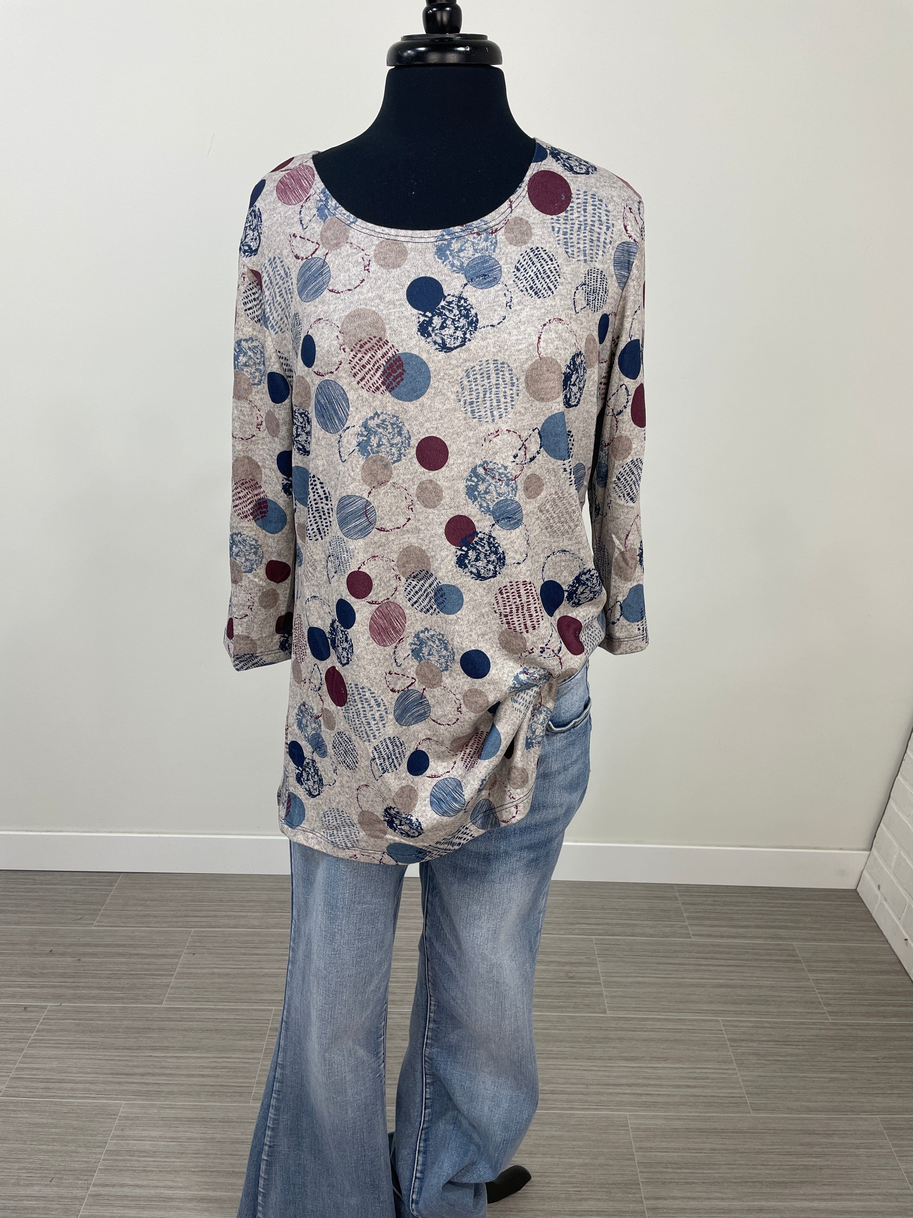 Navy & Maroon Modern Dot Top