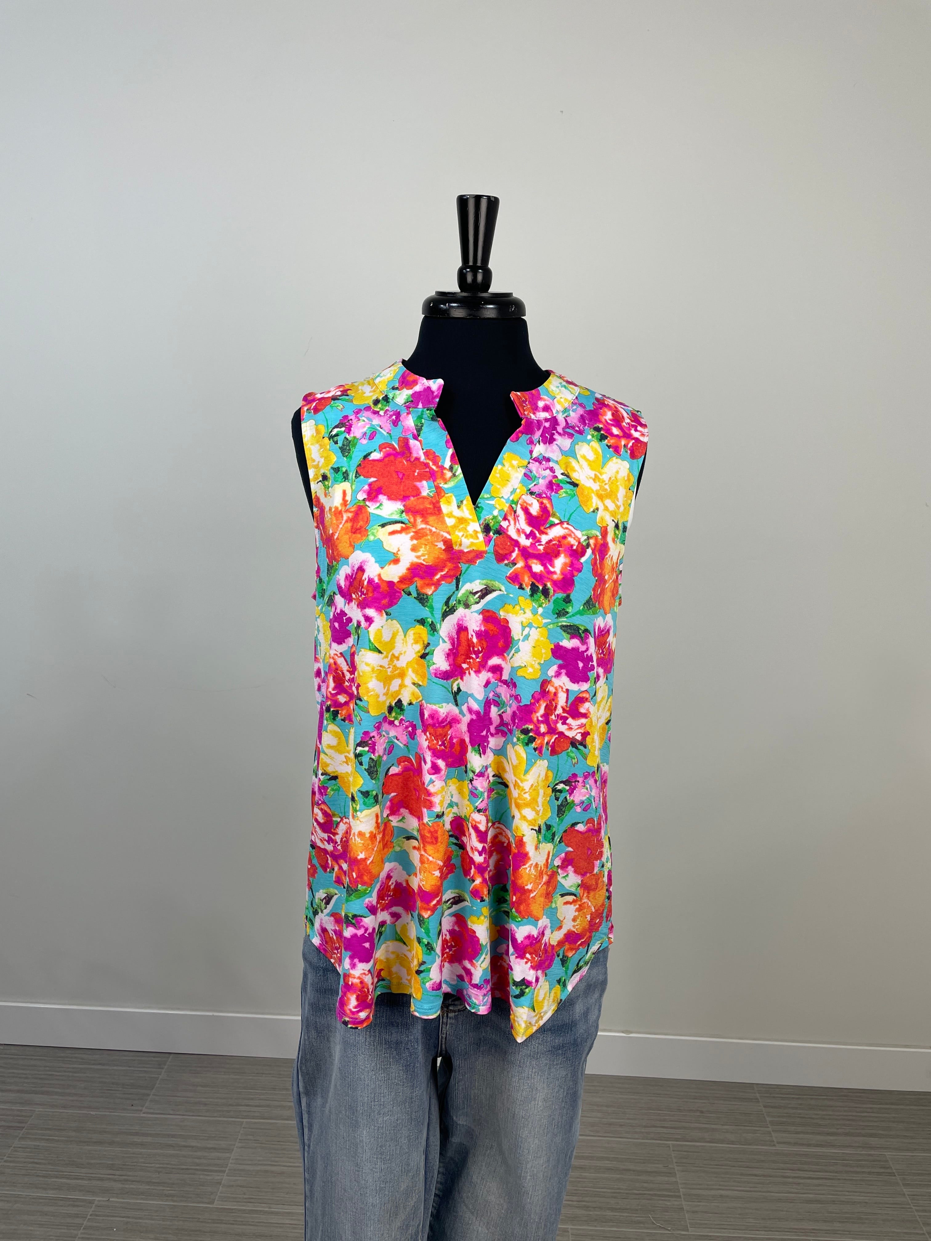 Aqua Floral Lizzy Tank