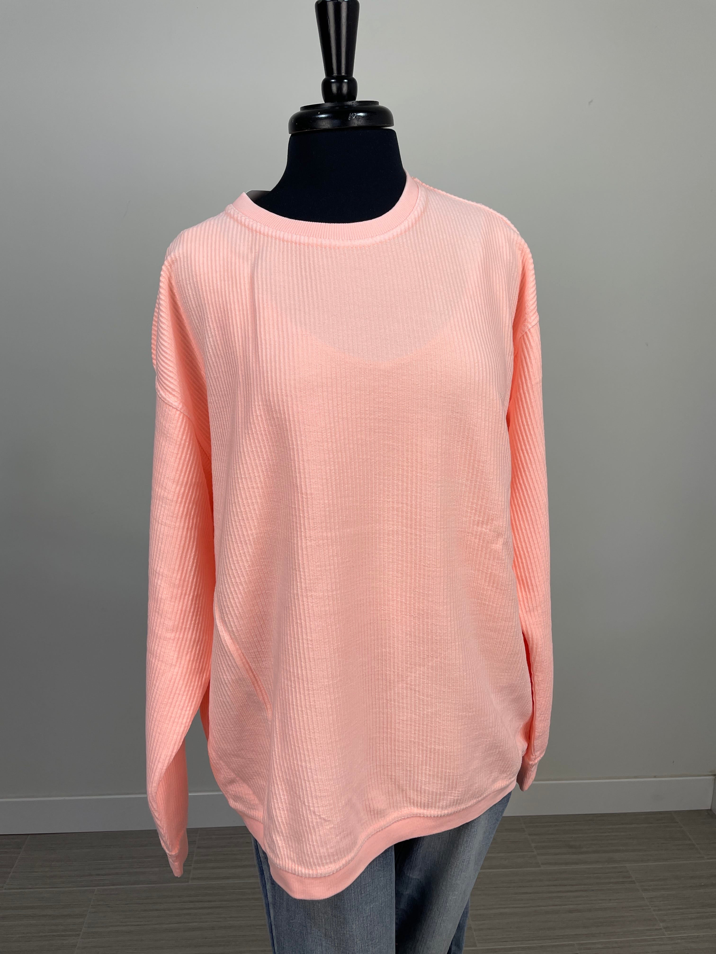 Apricot Corduroy Crewneck Pullover
