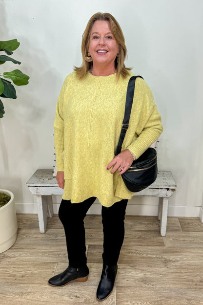 Lime Yellow Center Seam Sweater