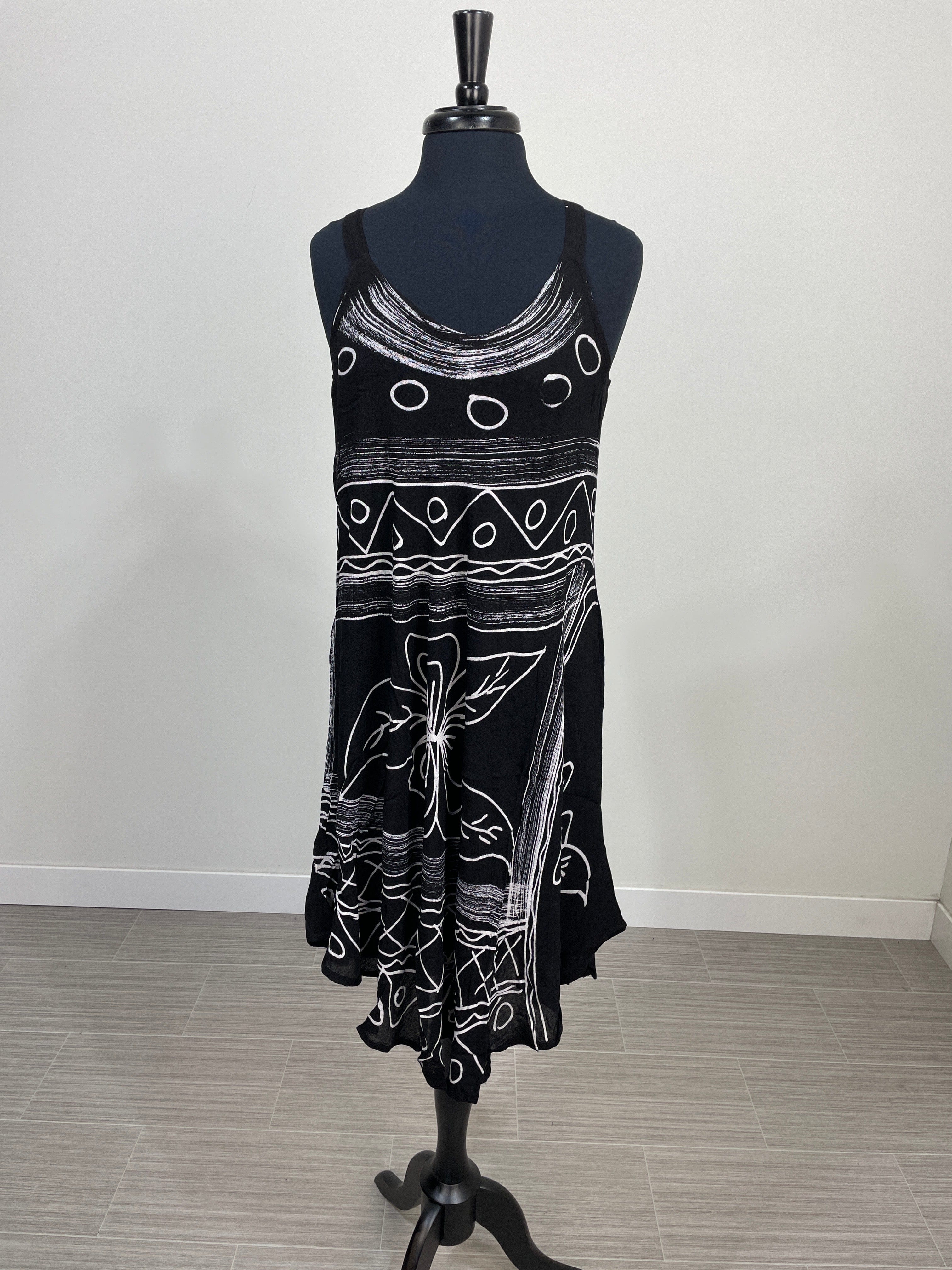Black & White Batik Umbrella Dress