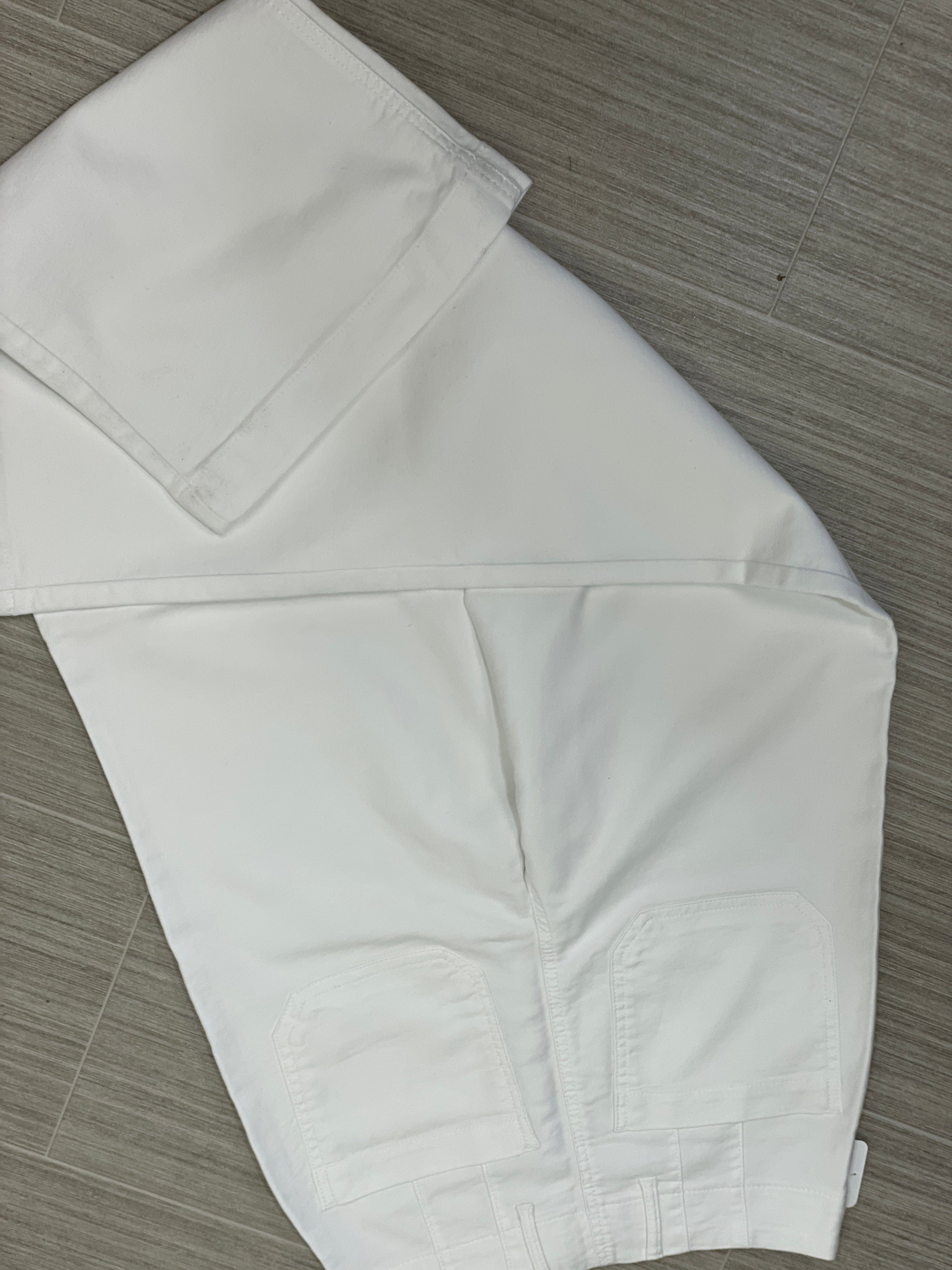 White Twill Terry Wide Leg Denim