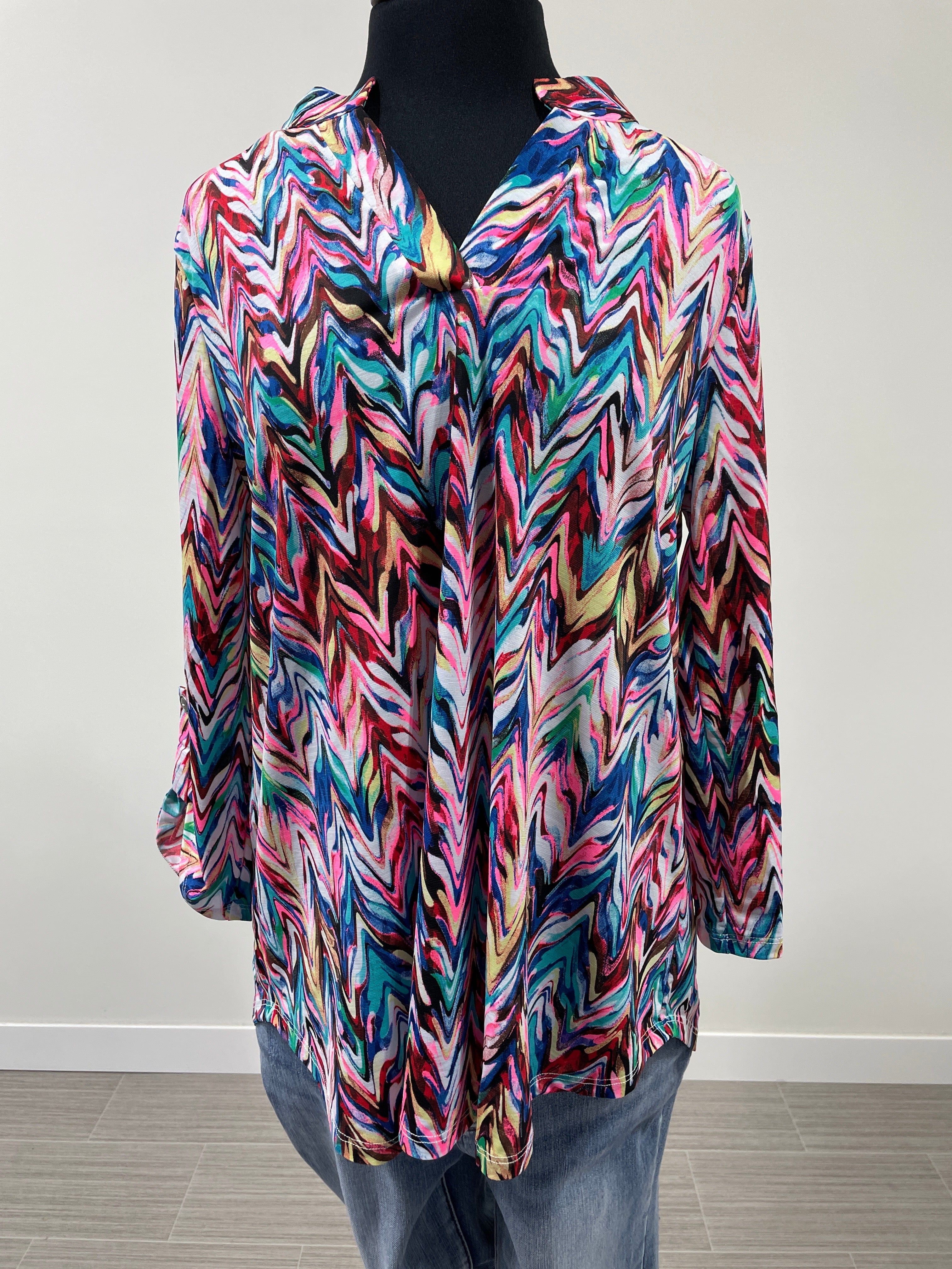 Colorful Blurred Lines Lizzy Top