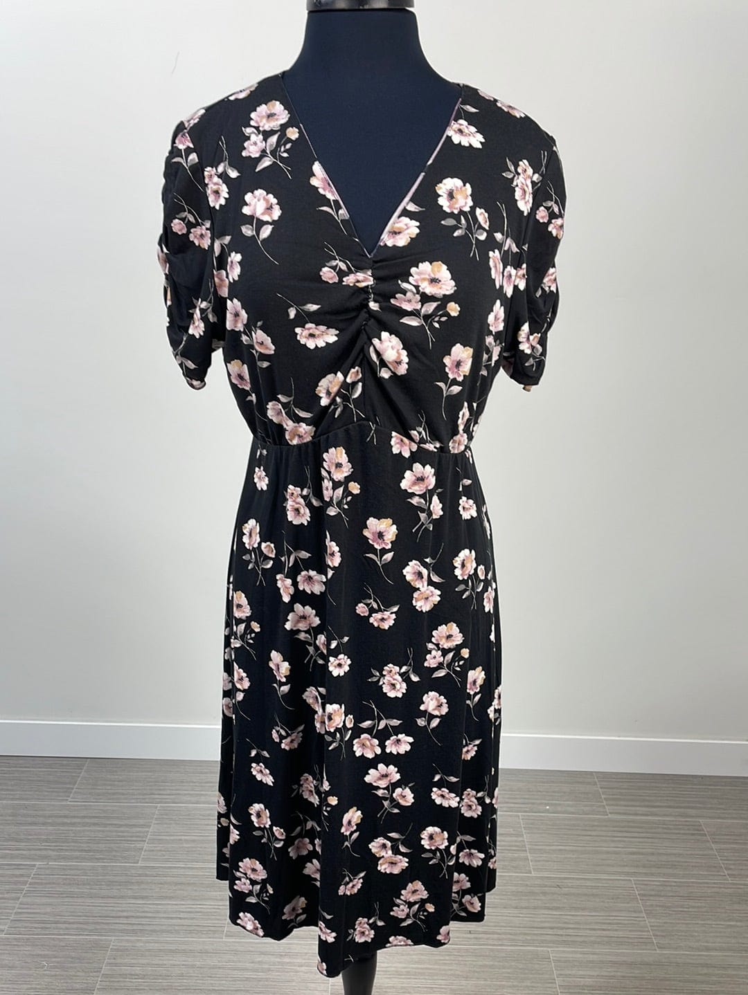 Black Floral Reversible Dress reversed print