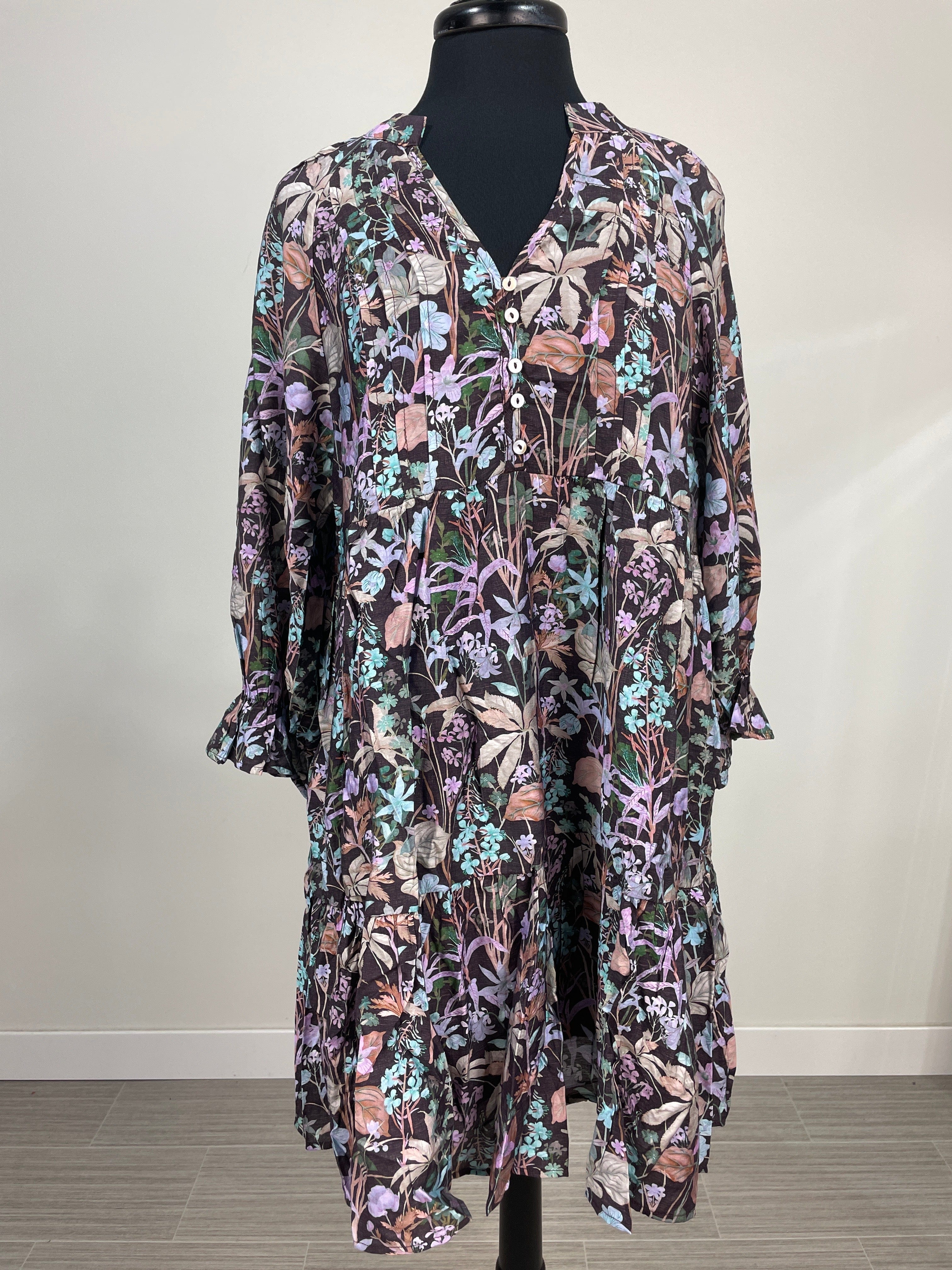 Blue & Lavender Floral Tunic Dress