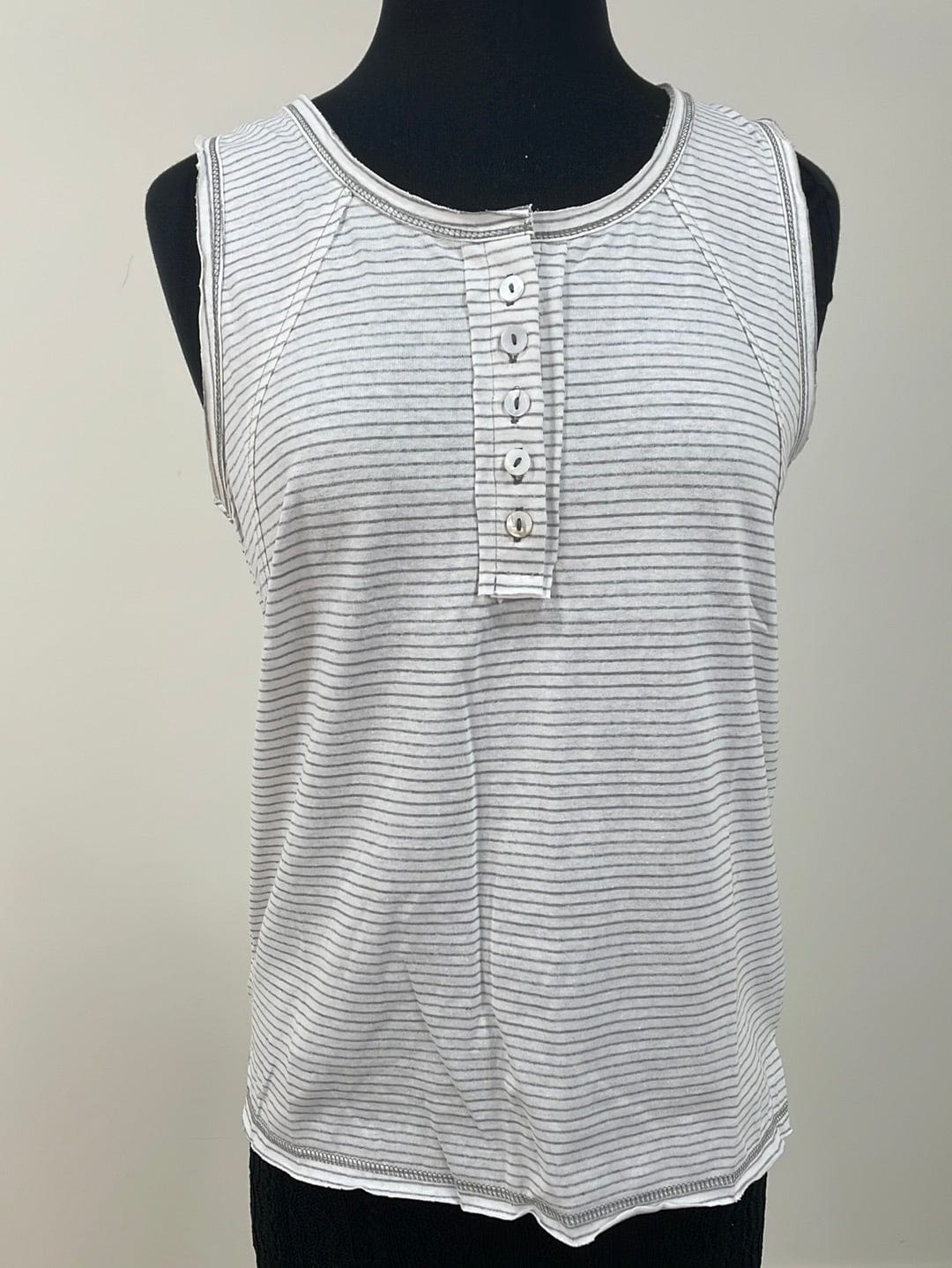 Grey Pin Stripe Henley Top