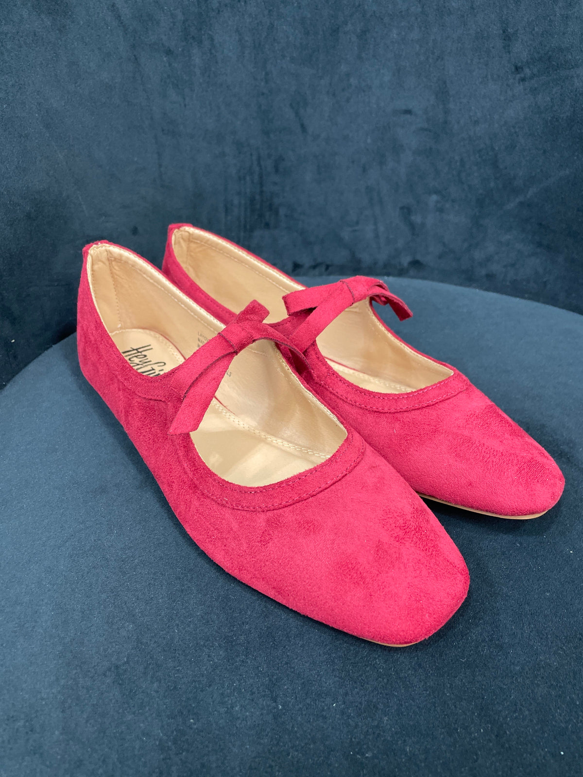 Layover Red Suede Bow Mary Jane