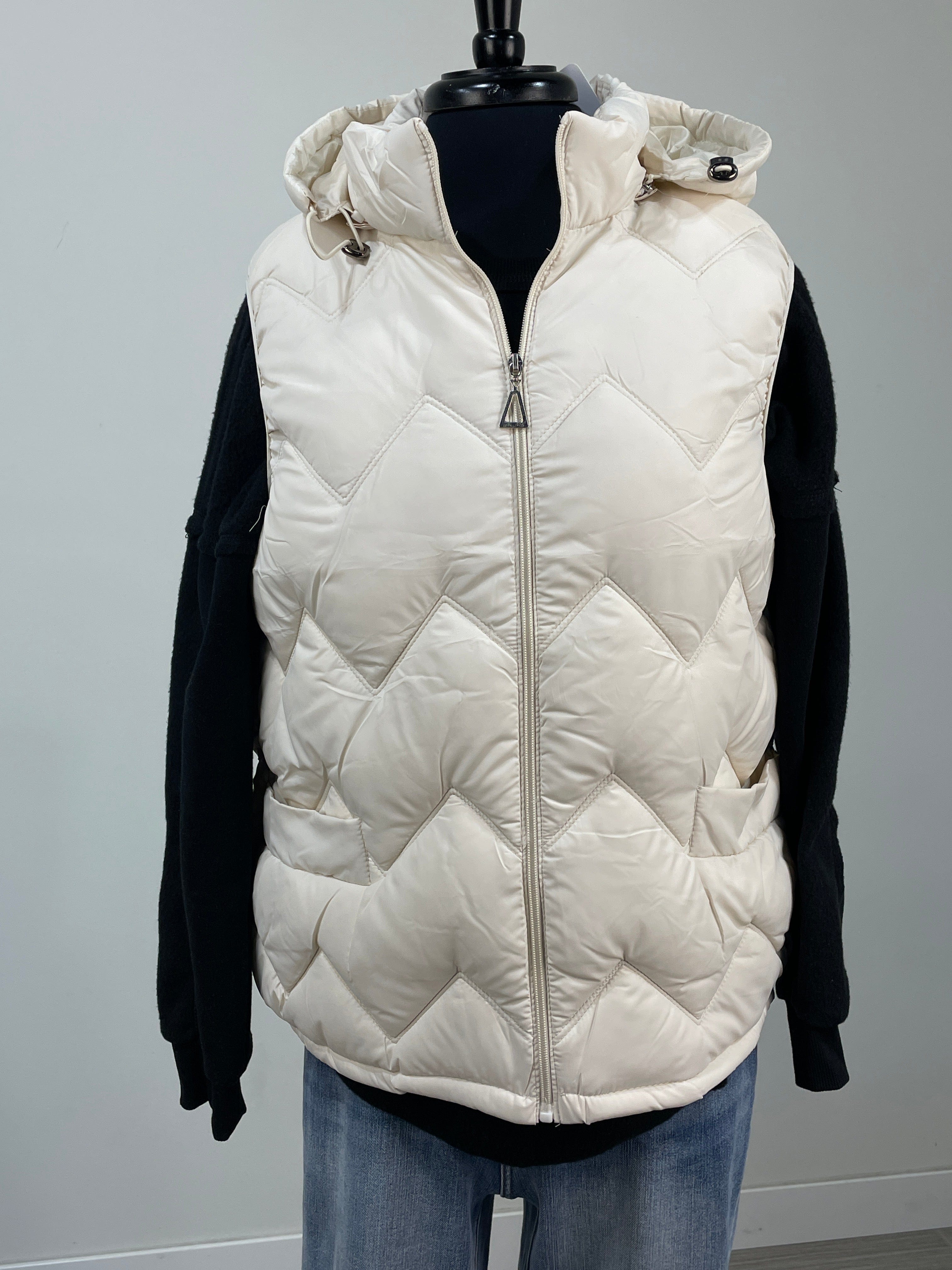 Ivory Hooded Puffer Vest