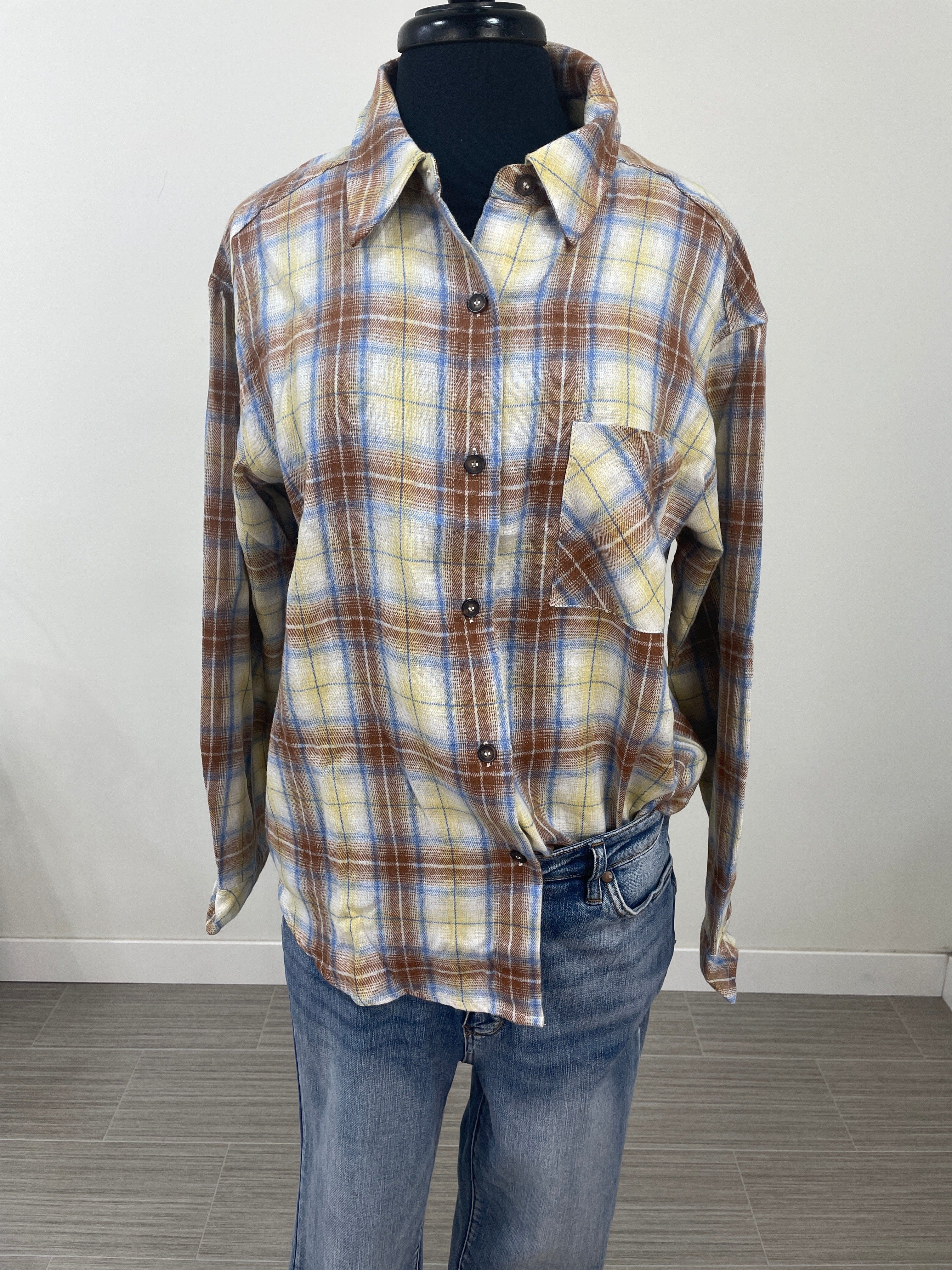 Caramel Plaid Button Down Shirt