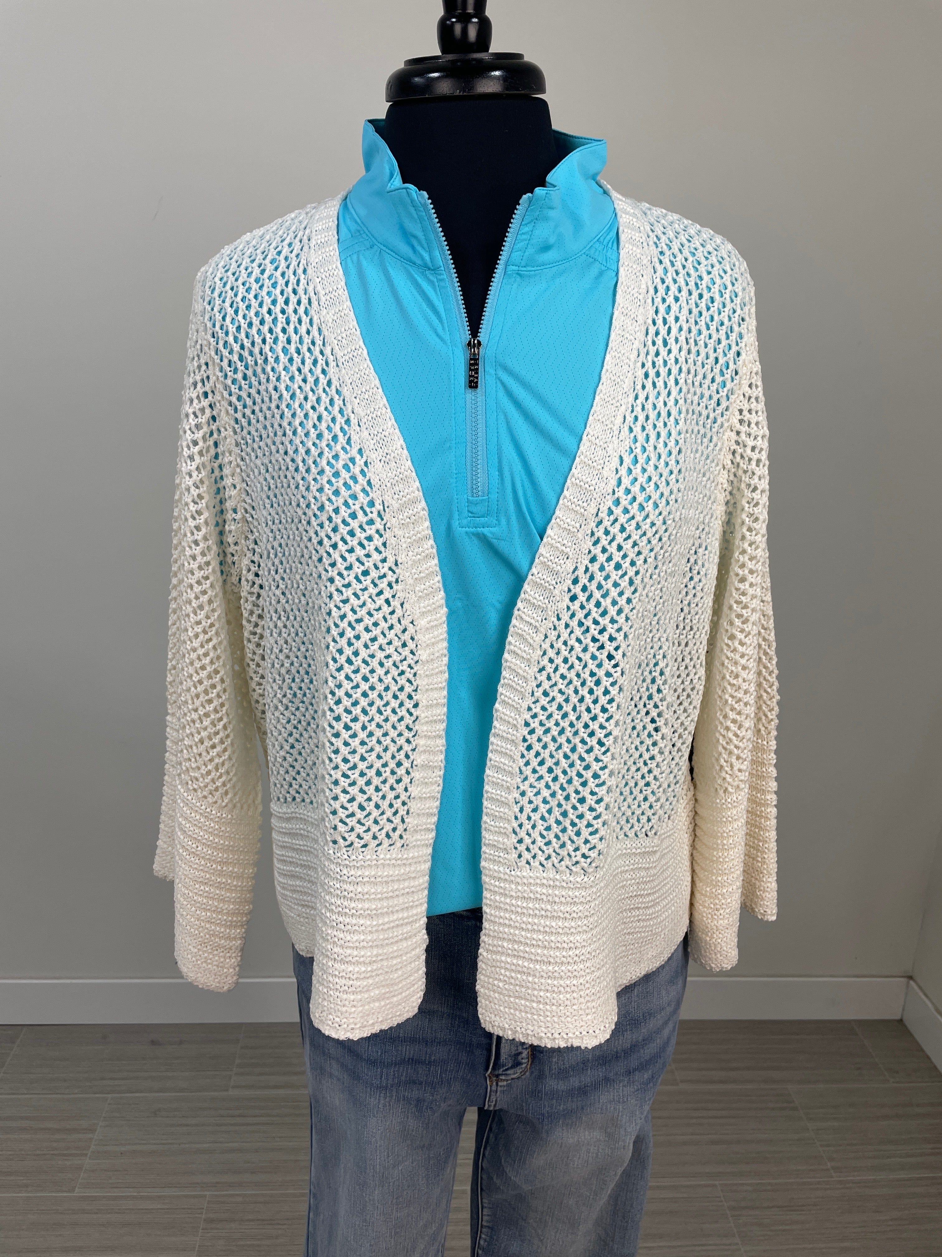 Coco Milk Bell Sleeve Open Stitch Cardigan