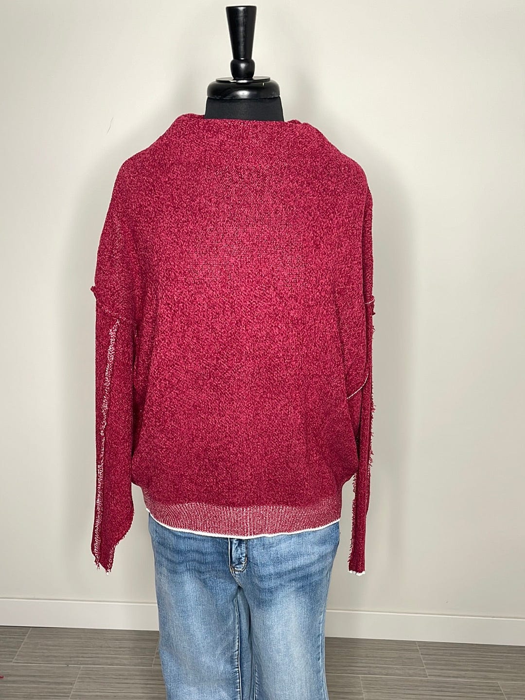 Cabernet Oversized Raw Seam Chenille Sweater