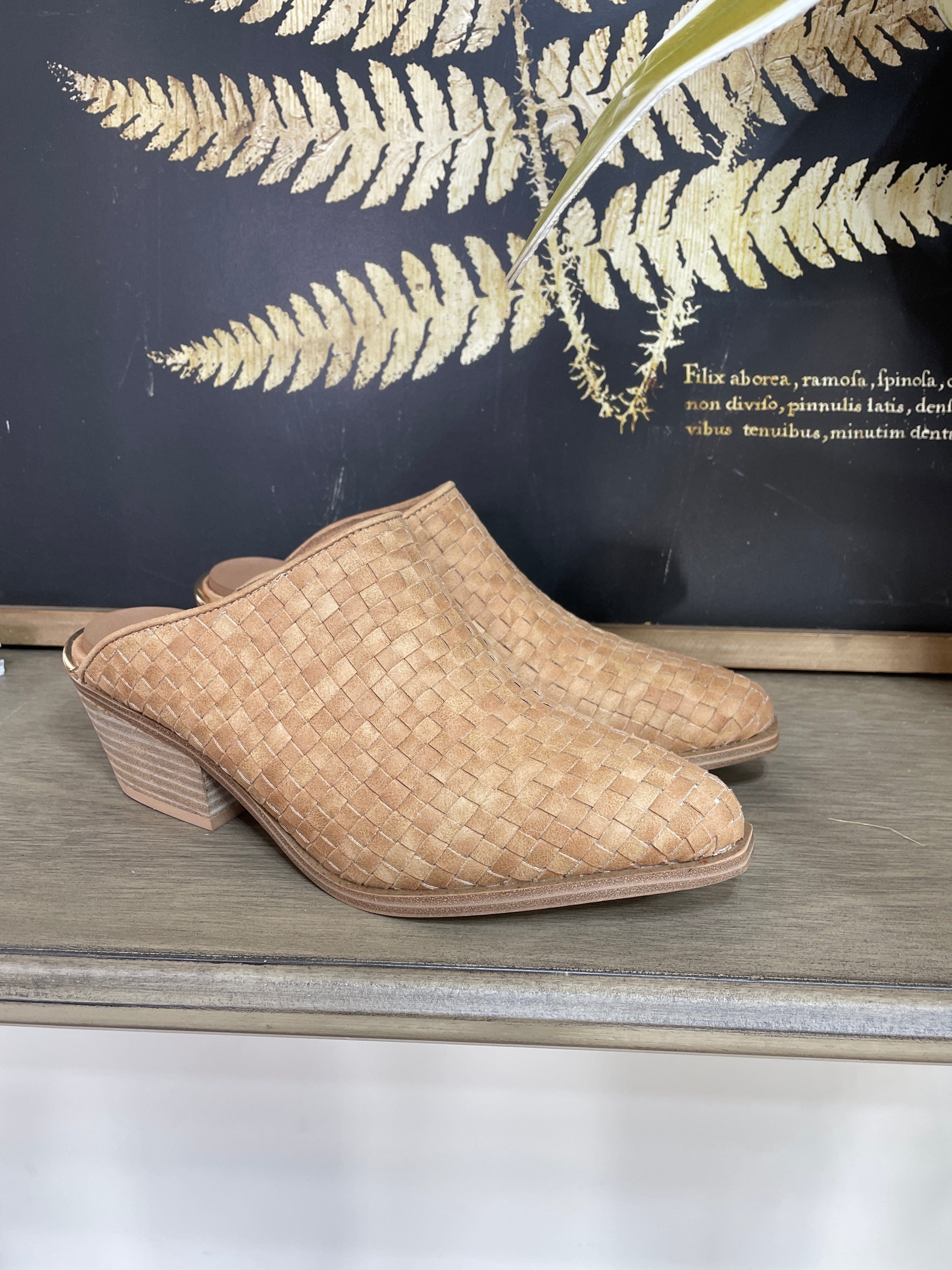 TGIF Camel Basketweave Slide on Heel